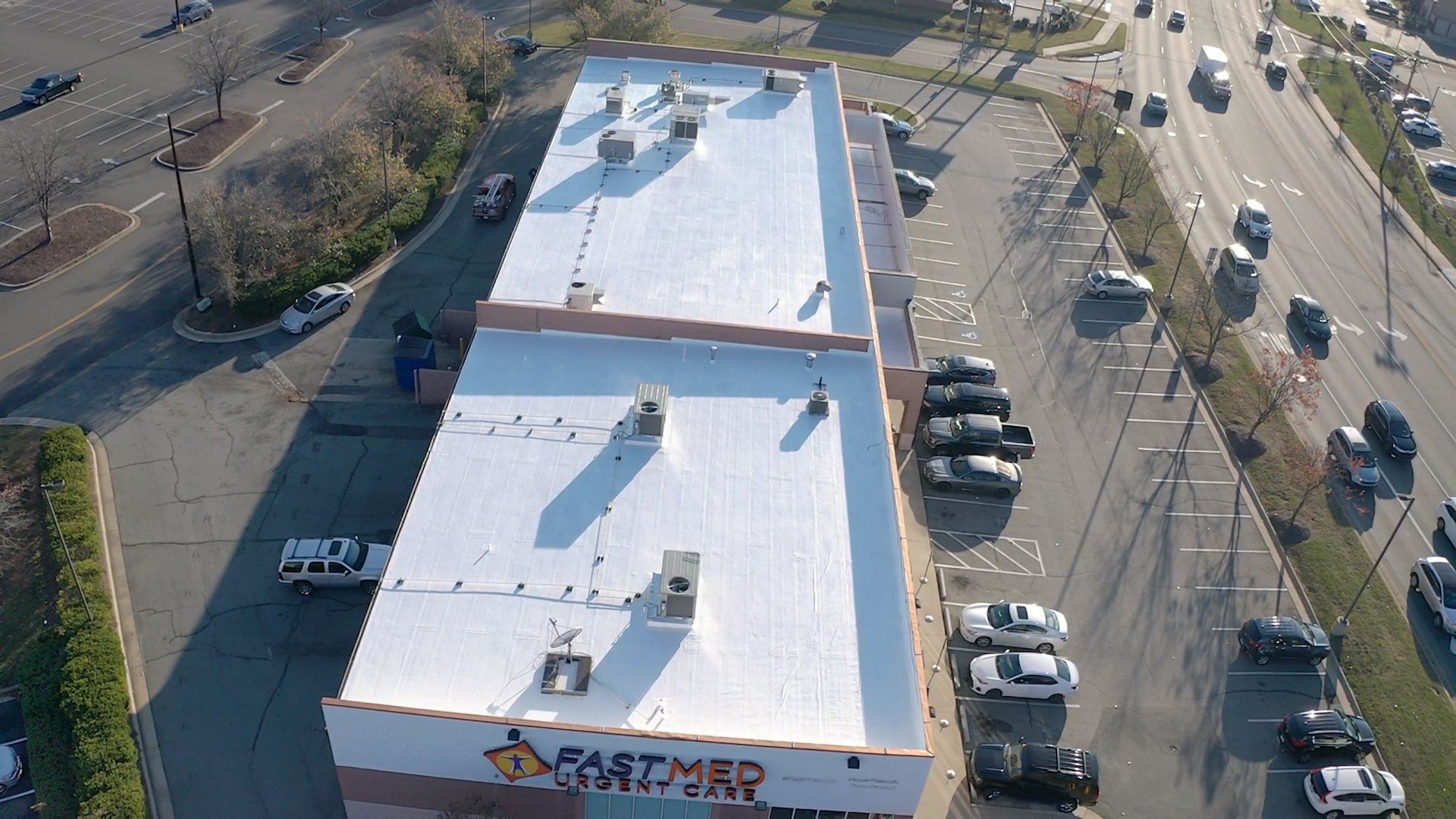 Commercial Coating using Poly Urerthane and Silicone Coating by Just In Time Roofing and Restoration