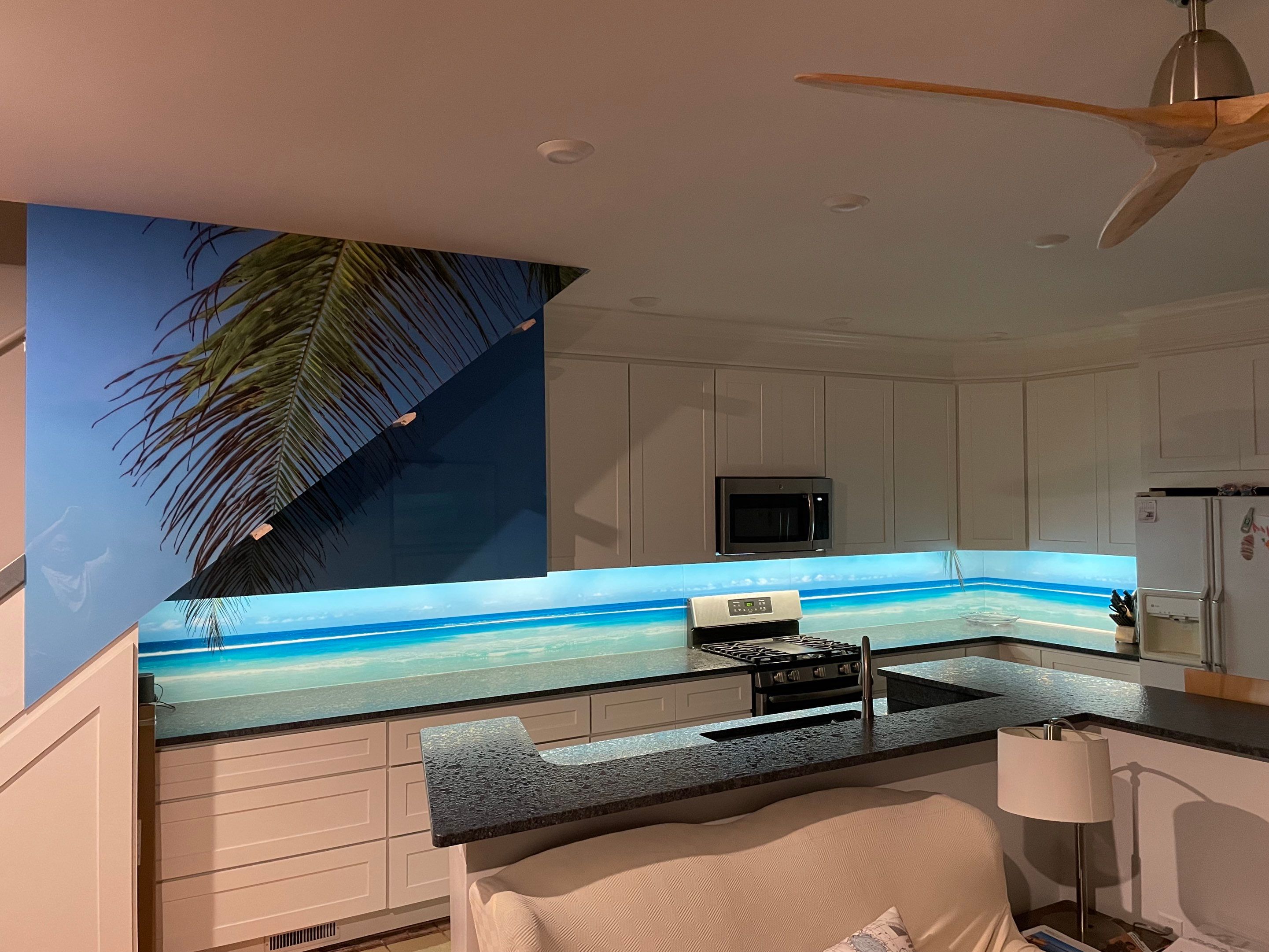 Kitchen Remodel using Maui Beach IMAGIO Solid Glass Backsplash by IMAGIO