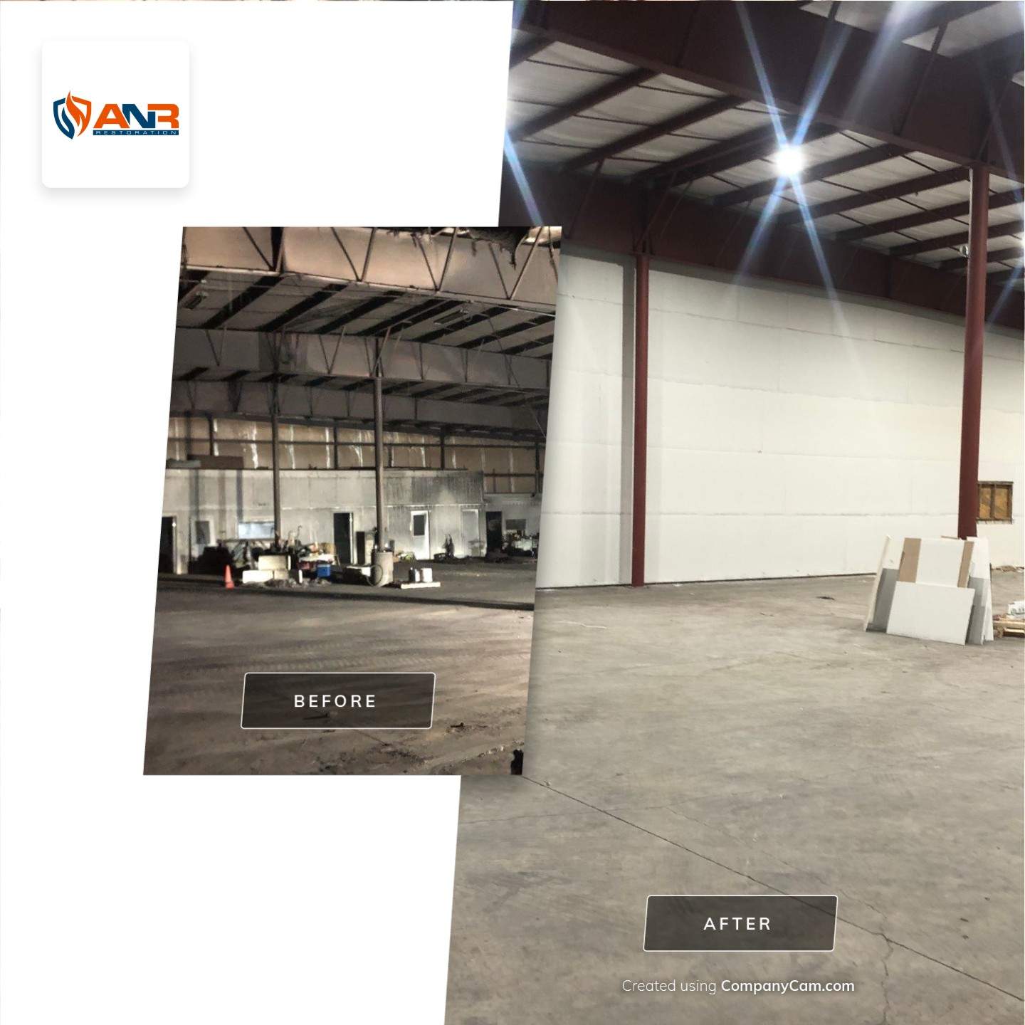 Fire Damage Restoration/Rebuild in Warehouse Salem, IN by ANR Restoration