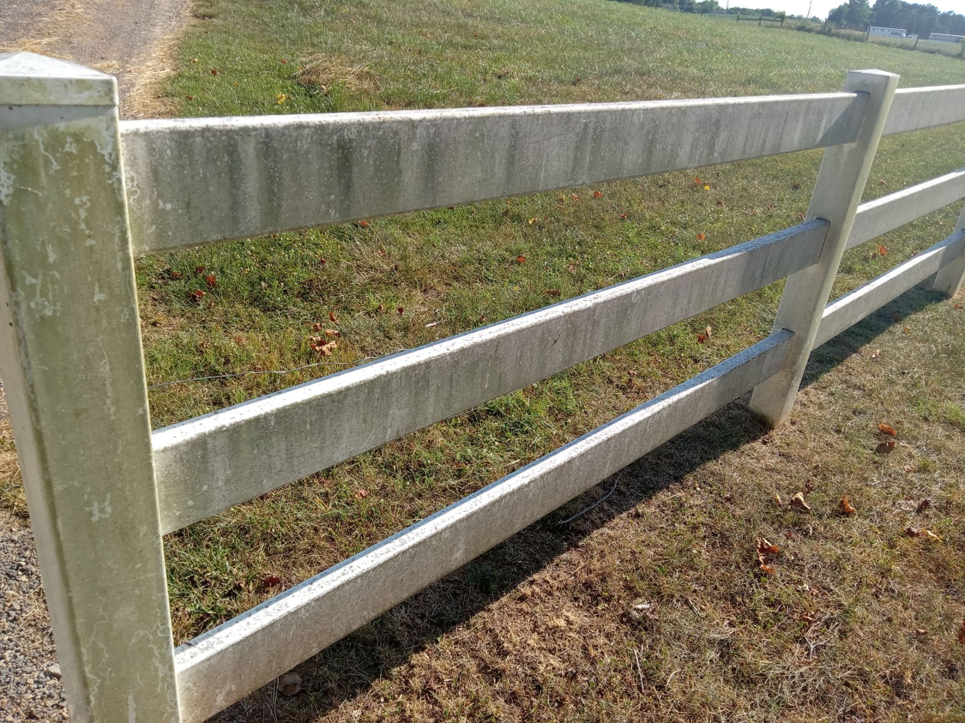 pressure washing algae and dirt off a concrete fence