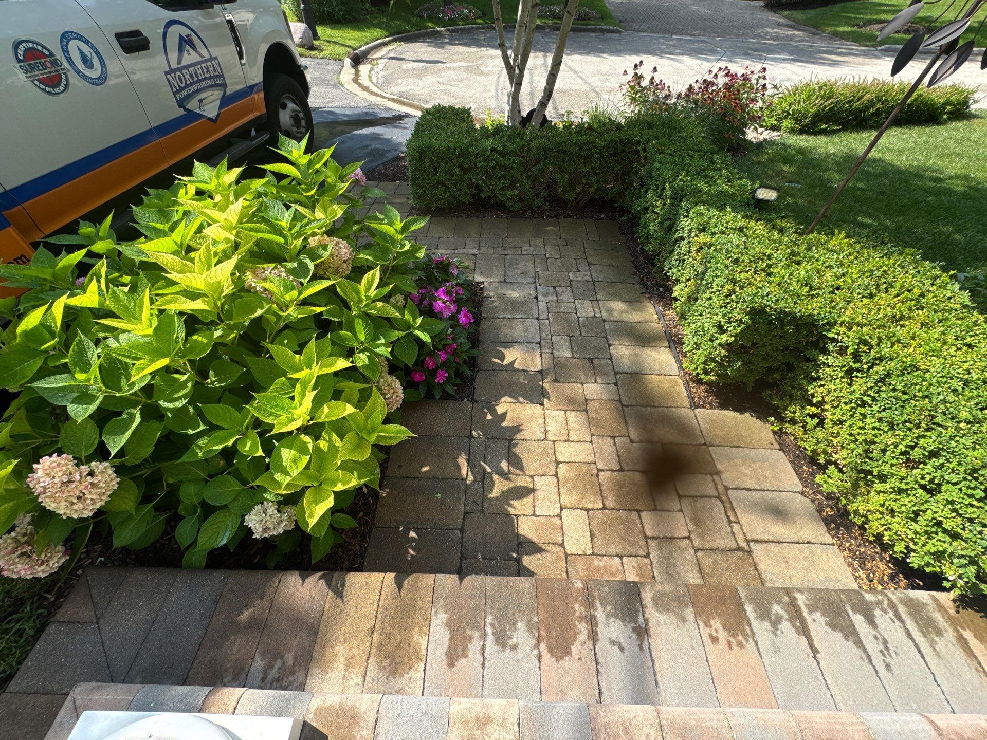 Highland Park, Brick paver cleaning sanding and sealing   by Northern Power Washing LLC.
