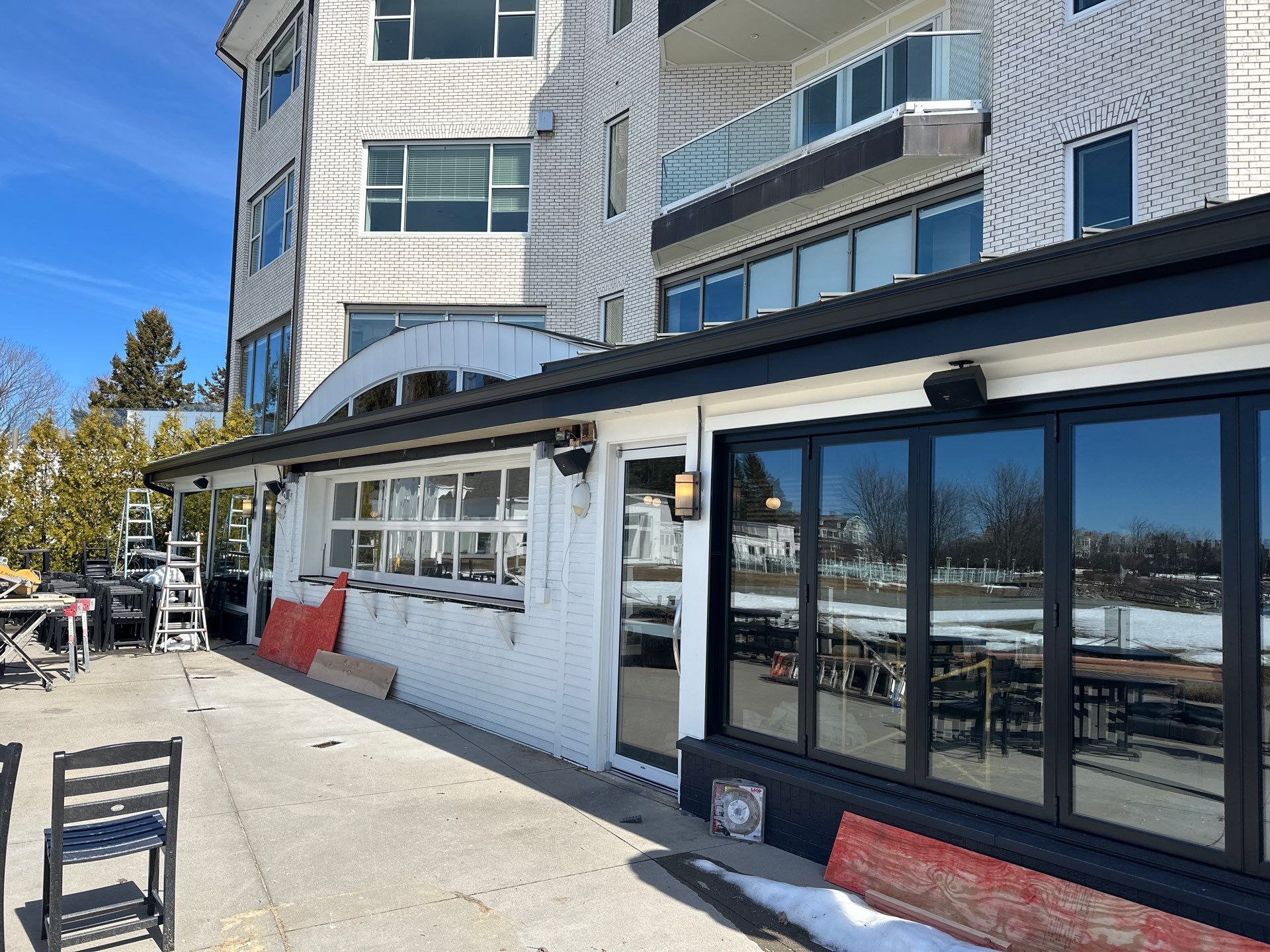 Commercial Gutter Installation for Bay Harbor Restaurant by Rainbow Seamless Systems