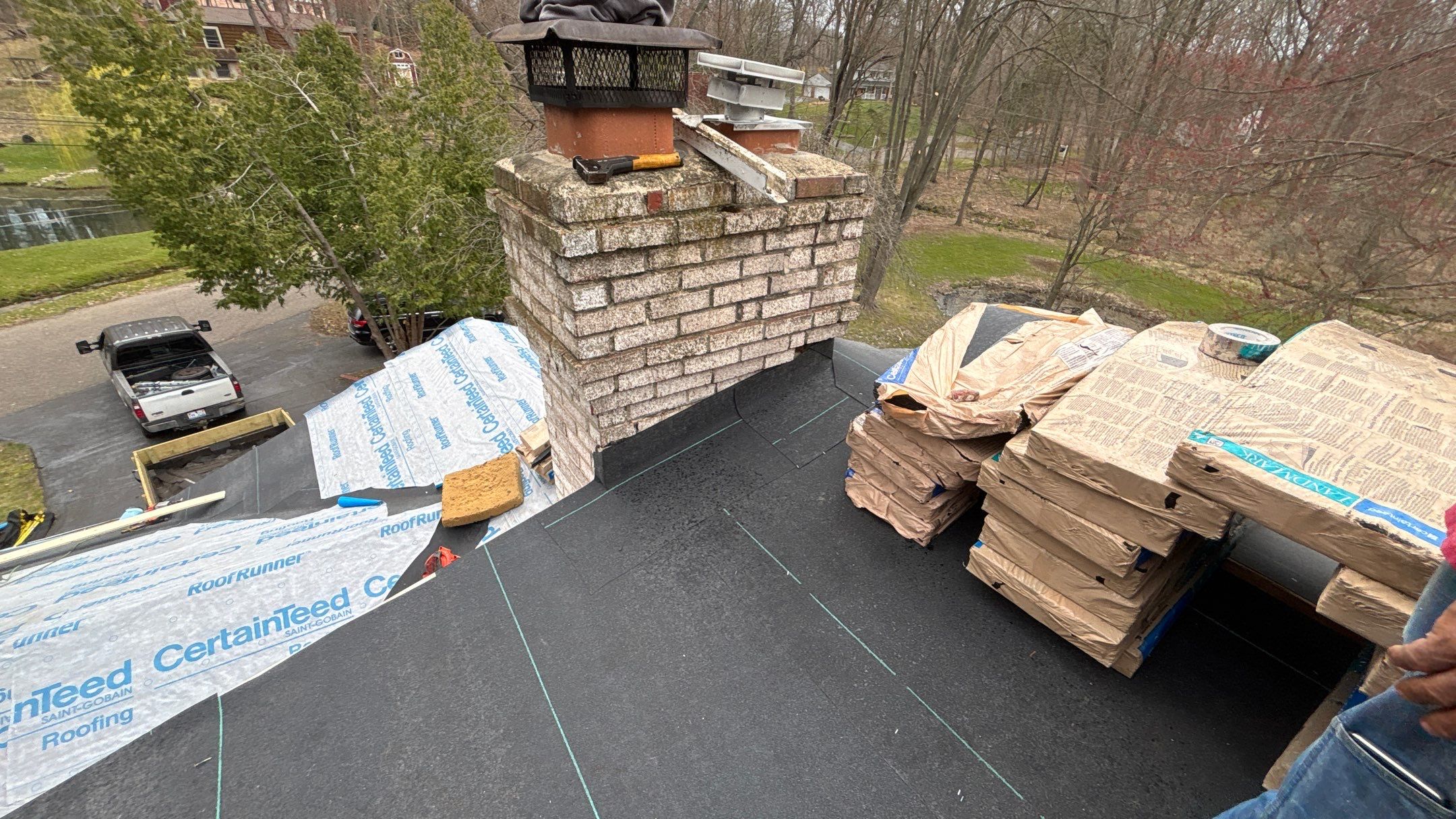 Roof Replacement using CertainTeed Landmark Moire Black by 180 Contractors