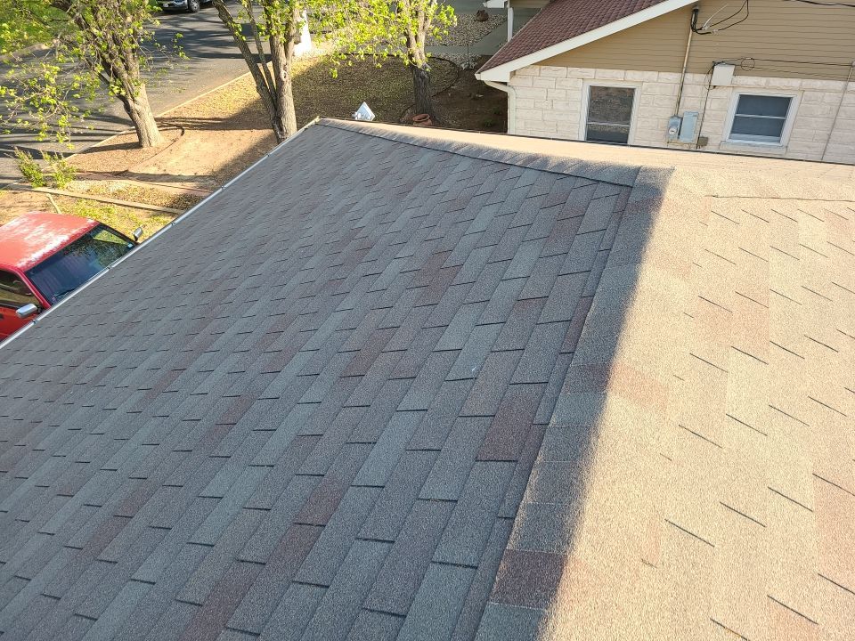 Full Asphalt Shingle Roof Replacement and Seamless Gutter Installation in Fredericksburg by Caliber Restoration LLC