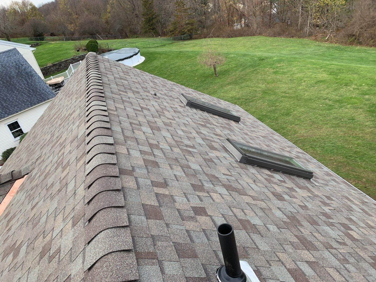 Commercial Roofing Installation using Owens Corning TruDefinition driftwood by A Plus Exterior