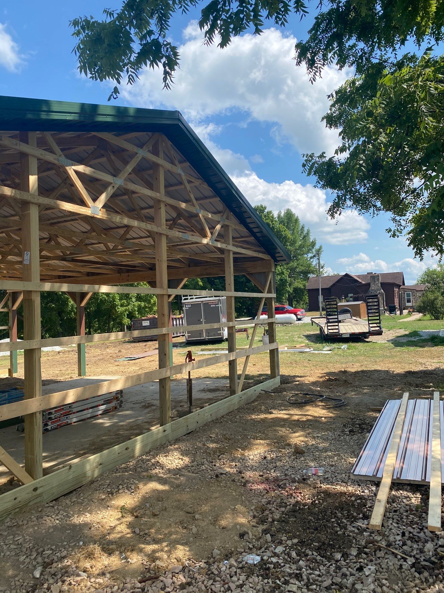 Multi-Bay Custom Pole Barn Construction in Arlington, Indiana by The Barn Builders 
