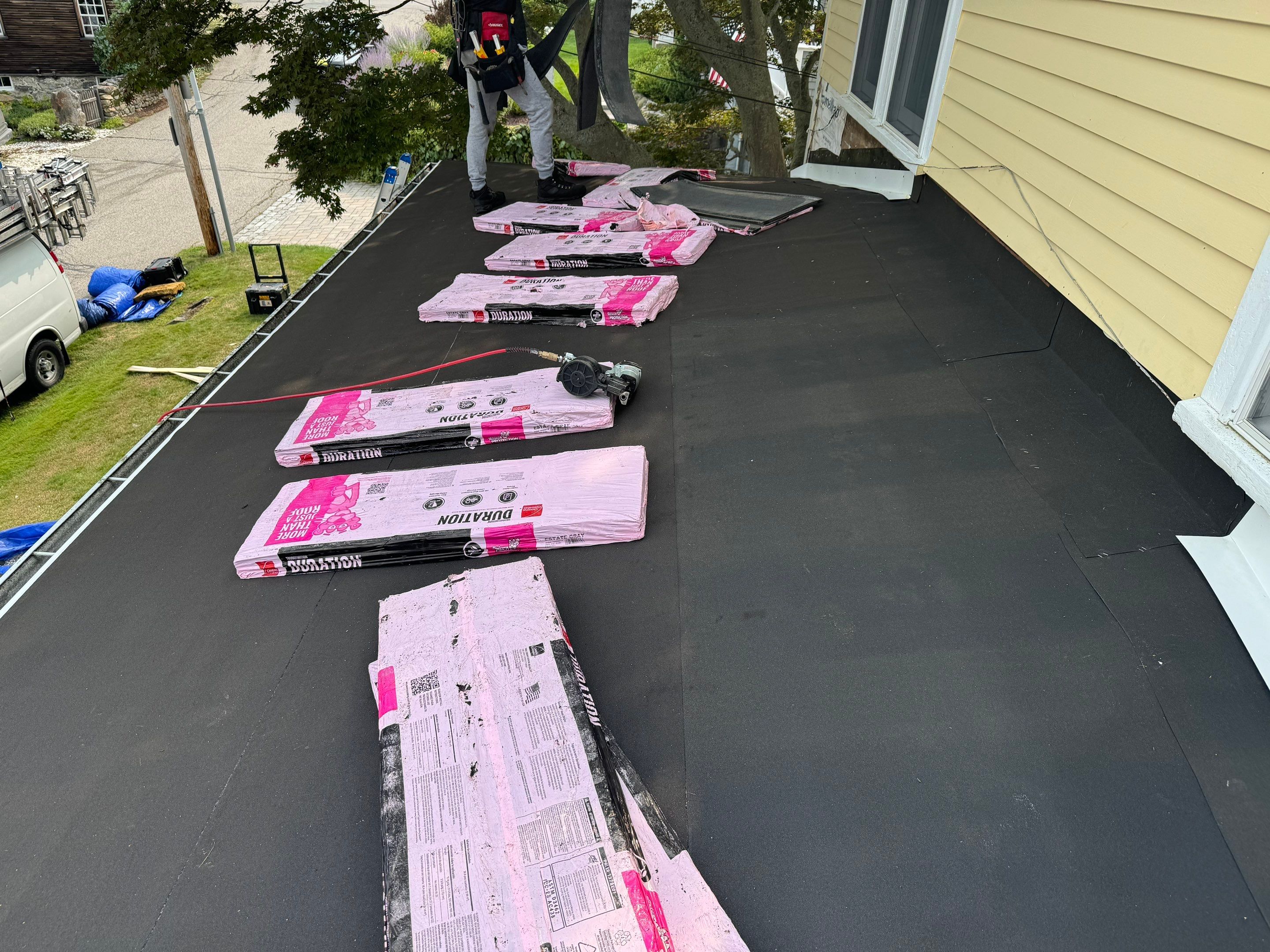 Small Porch Roof in New Castle New Hampshire by Tall pine roofing