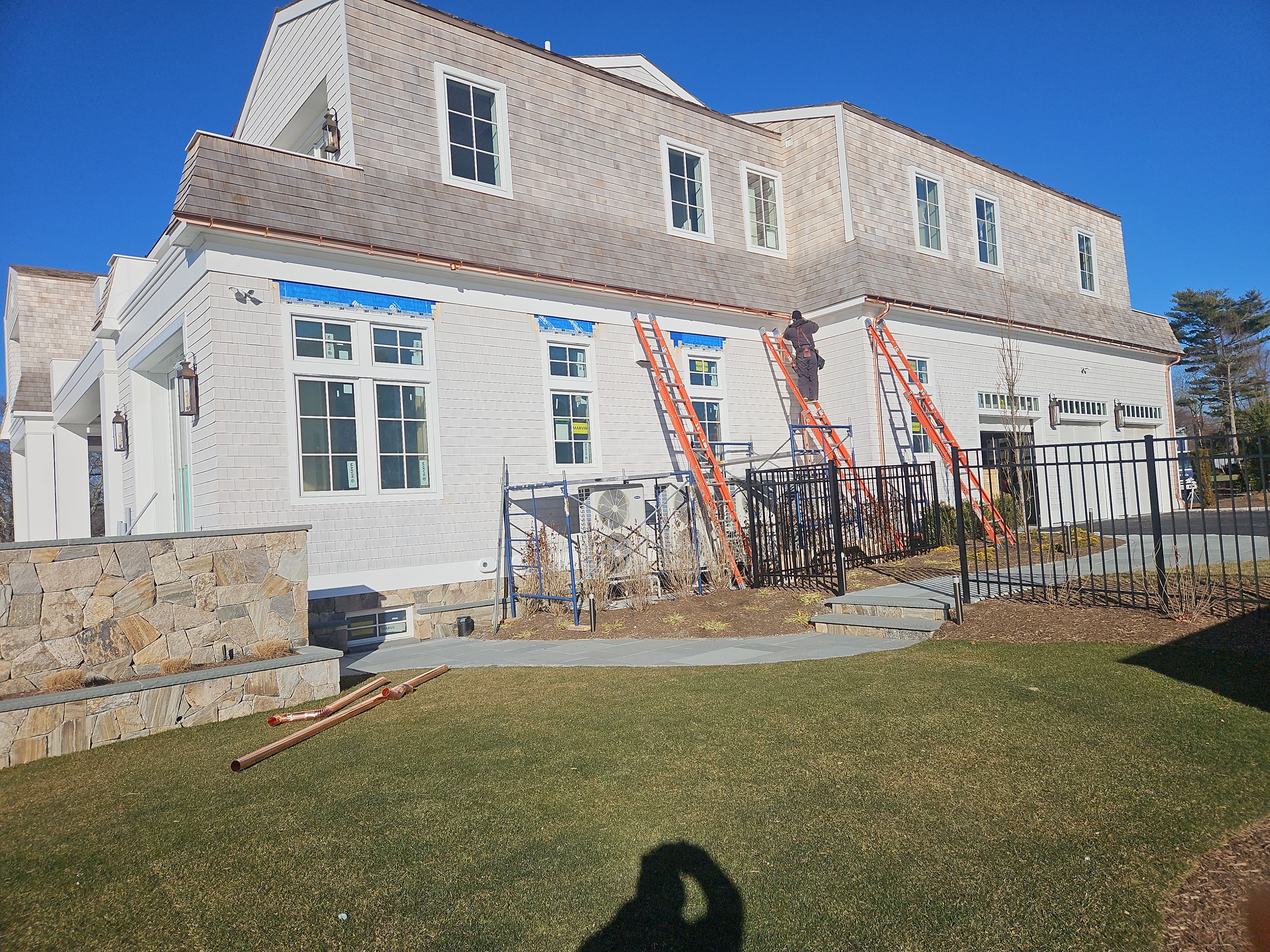 Gutter Installation using 6" Half Round Copper Gutter in Warwick, RI. by Gutter Pro Enterprises