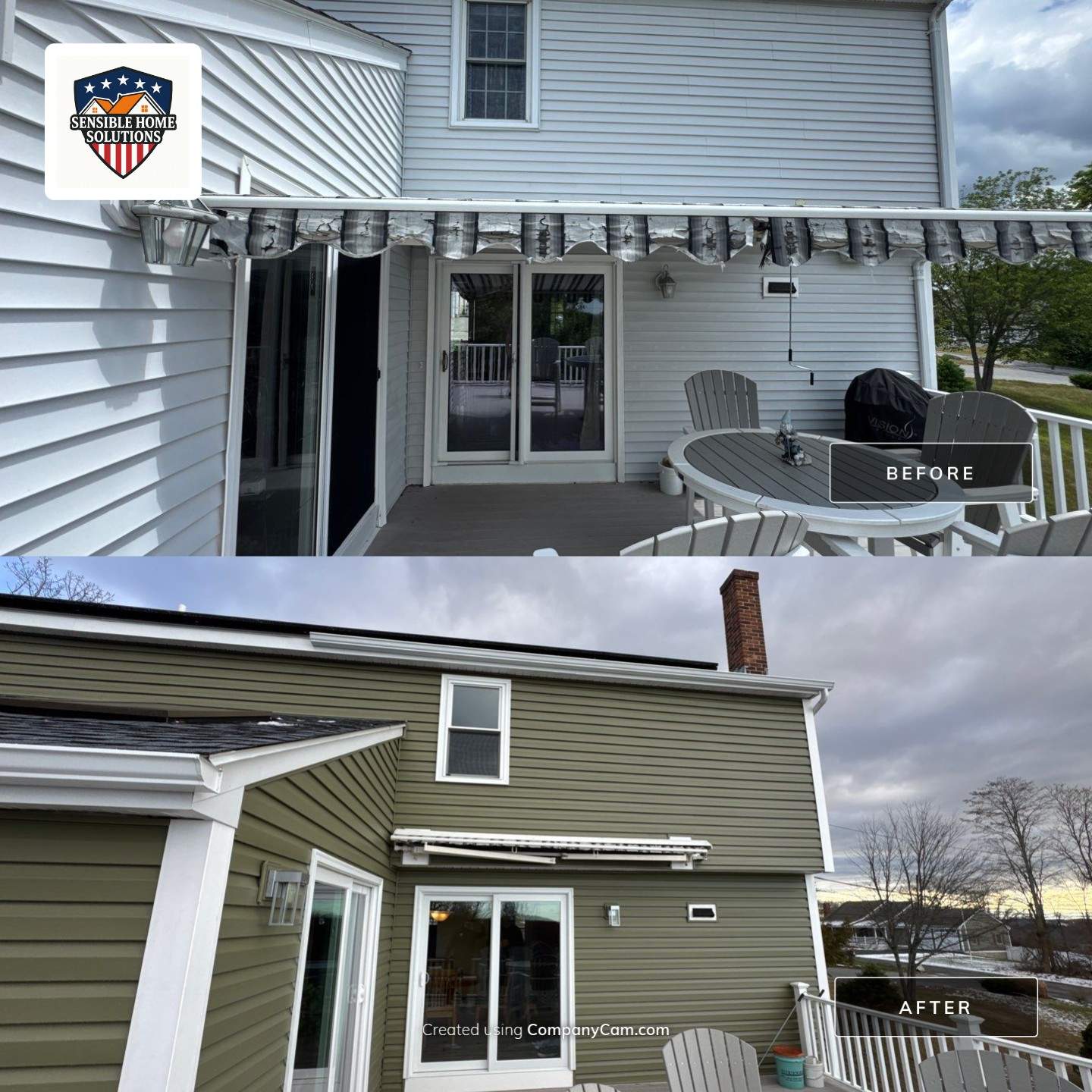 Complete Exterior Home Transformation with CertainTeed Dutch Lap Siding, Windows, Custom Door & Deck Repairs by Sensible Home Solutions