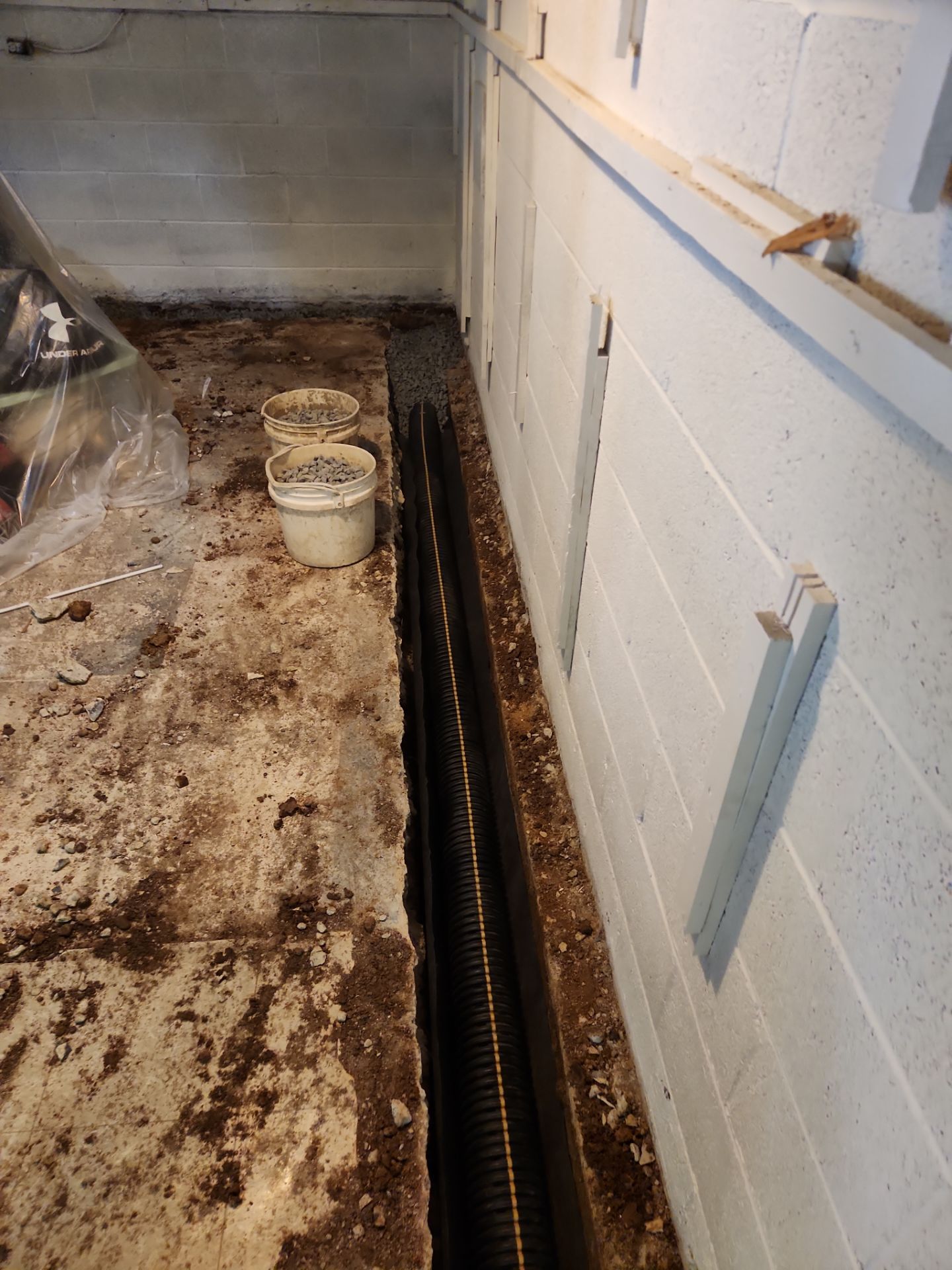Interior French Drain & Mold Remediation Project in Manville, New Jersey by Pure Service Pro, LLC 