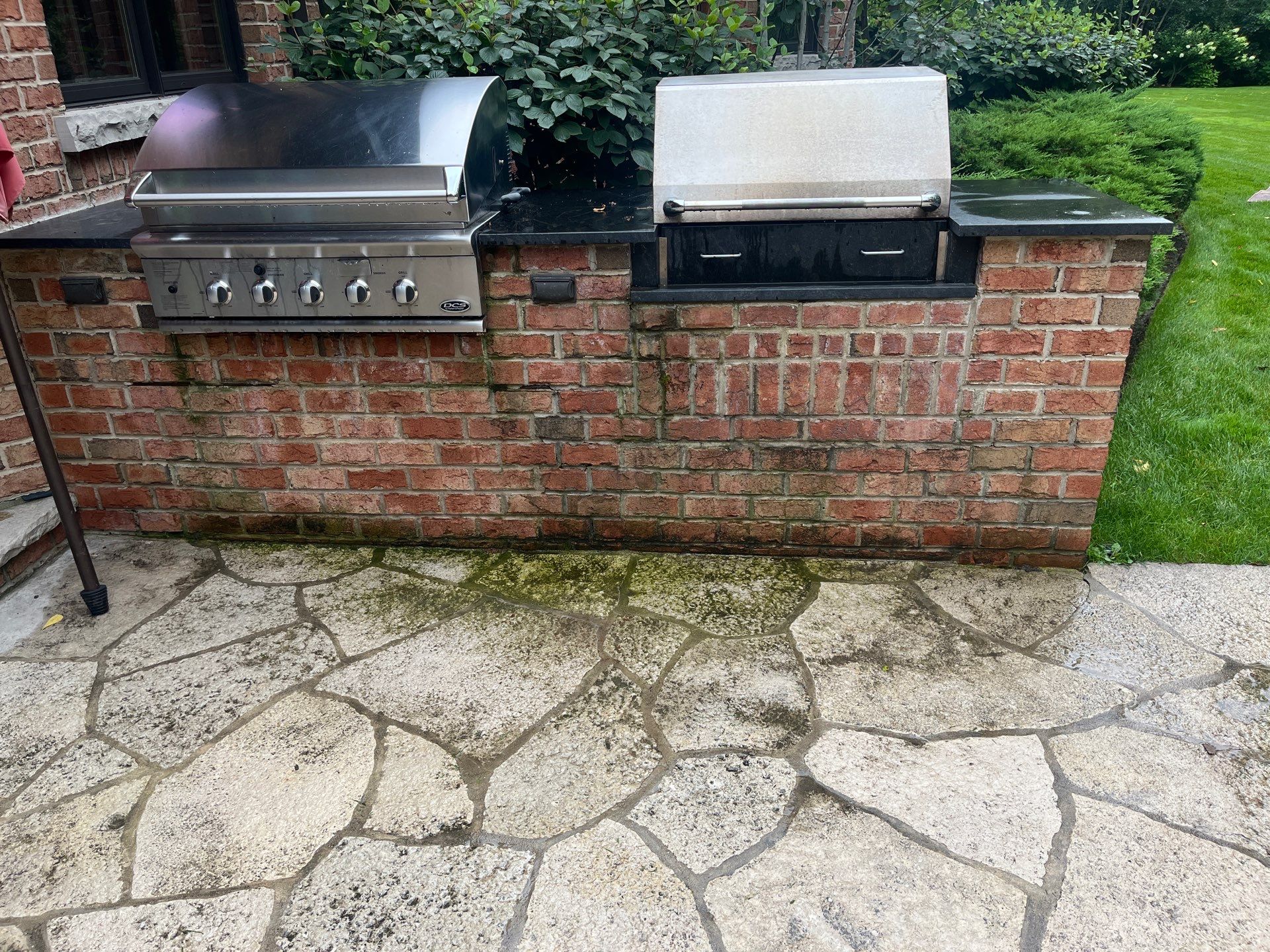 natural stone using Algaecide, soft wash soap by Northern Power Washing LLC.