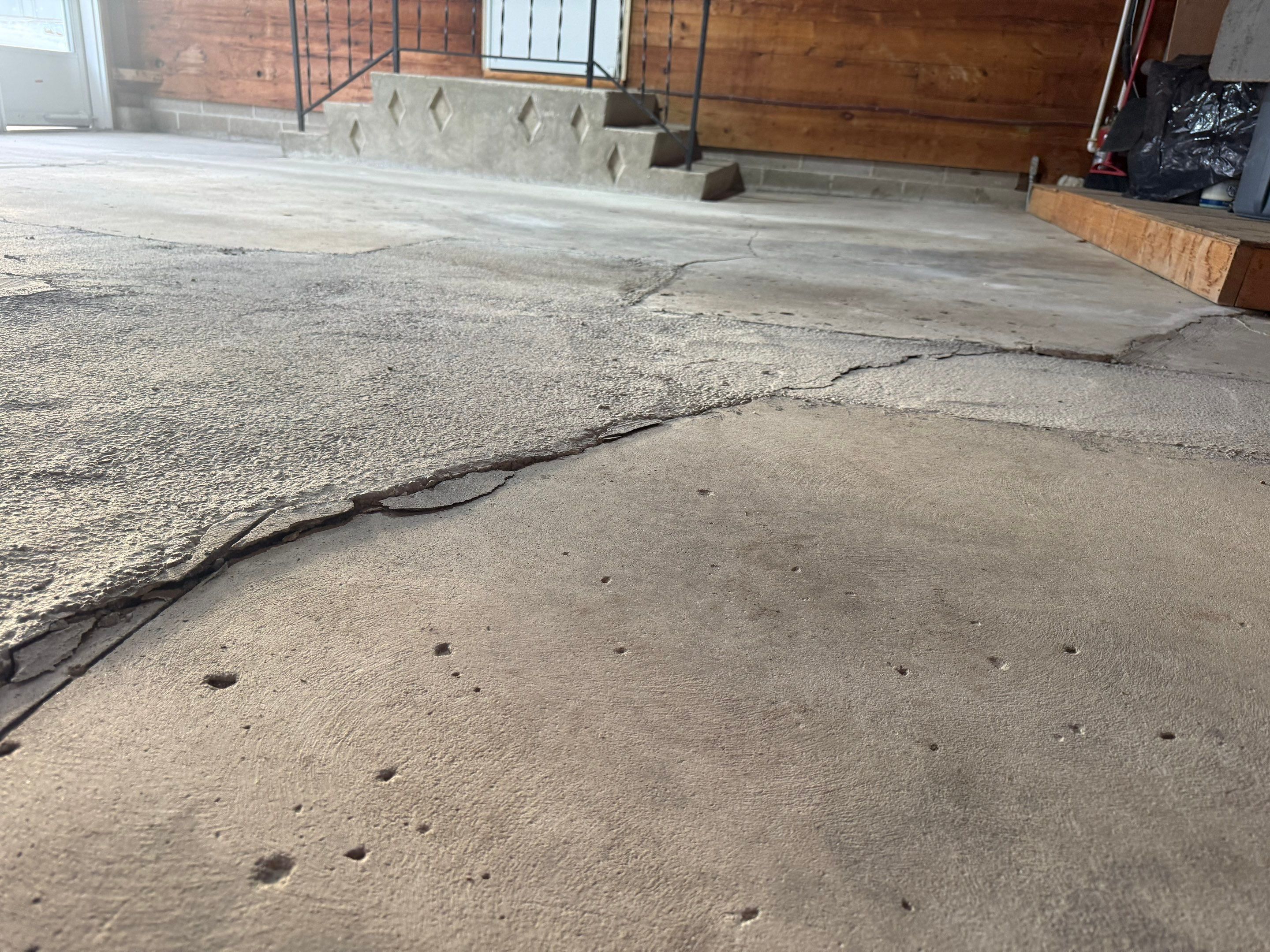 Multi-Colored Epoxy Garage Floor Coating and Concrete Stair Restoration by Select Painting, Coatings & Garage Cabinets