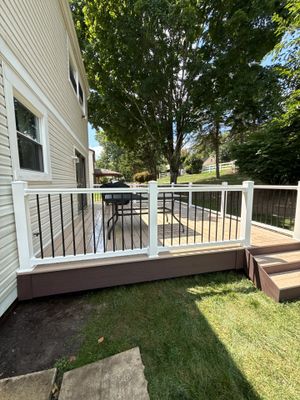 Bridgeville Composite Deck Build with White Railings and Versalok Retaining Wall