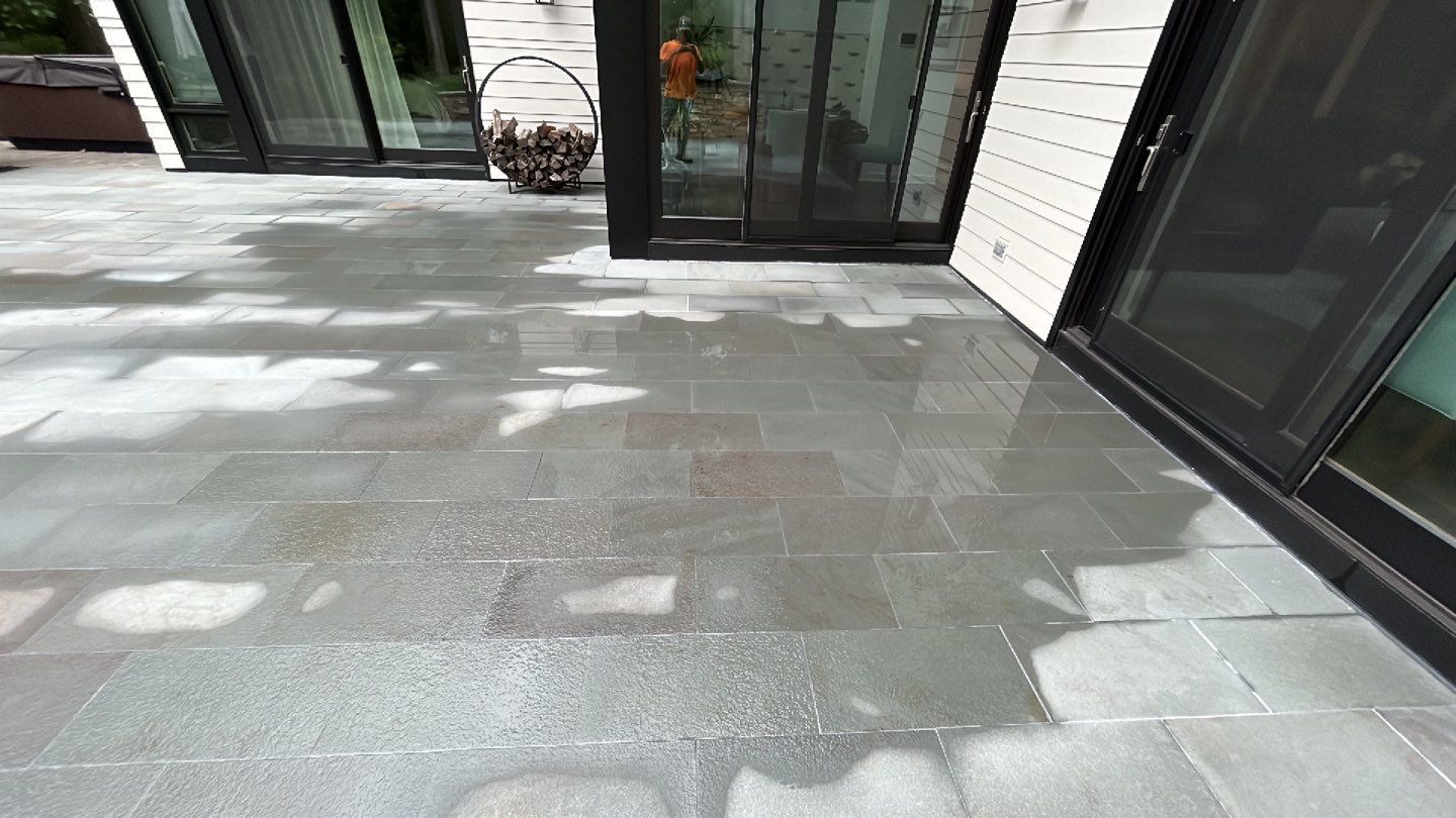 bluestone using Algaecide, soft wash soap by Northern Power Washing LLC.