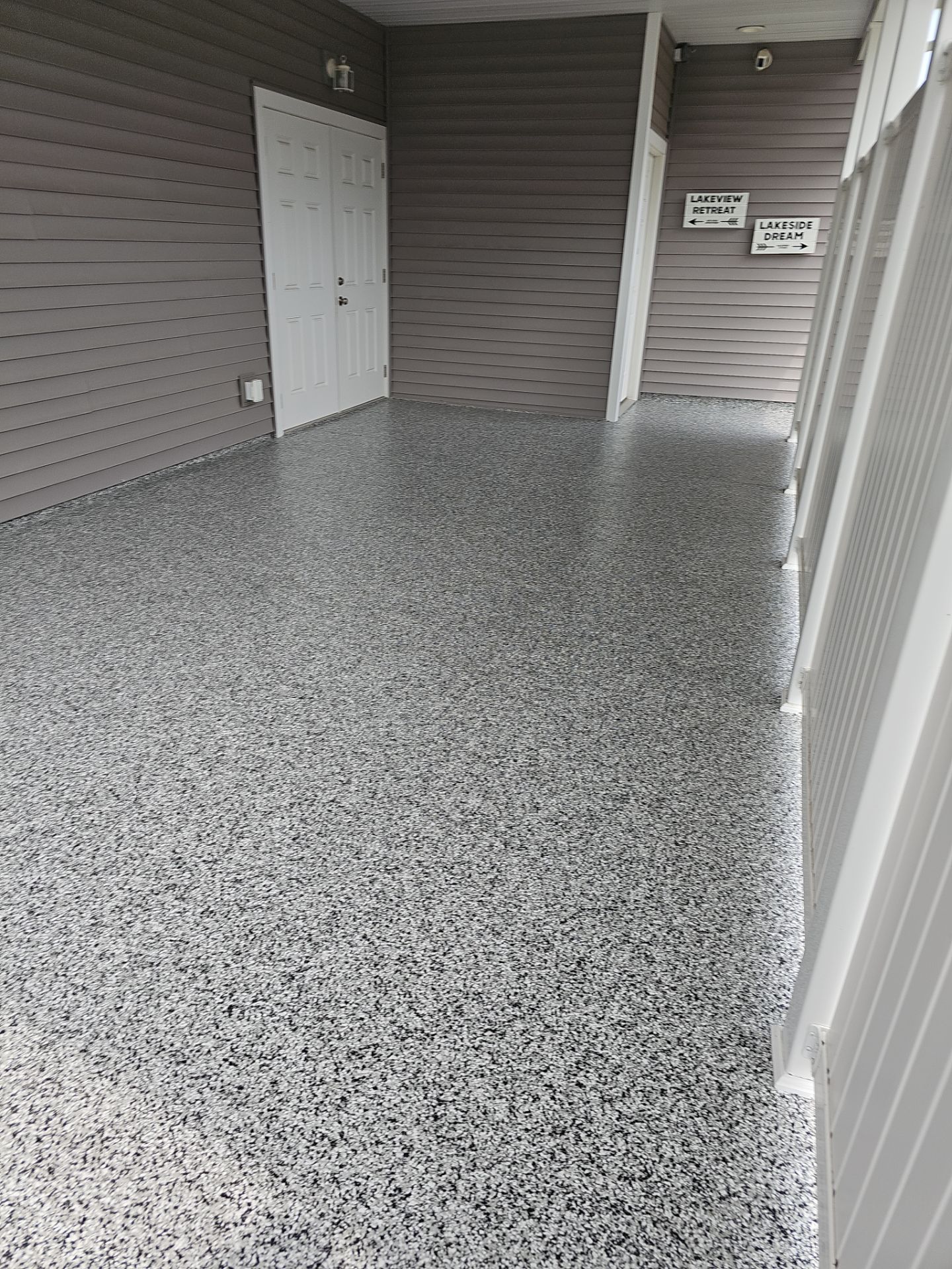 Domino floor coating in Elkhart! by Innovative Spaces / Innovative Concrete Coatings