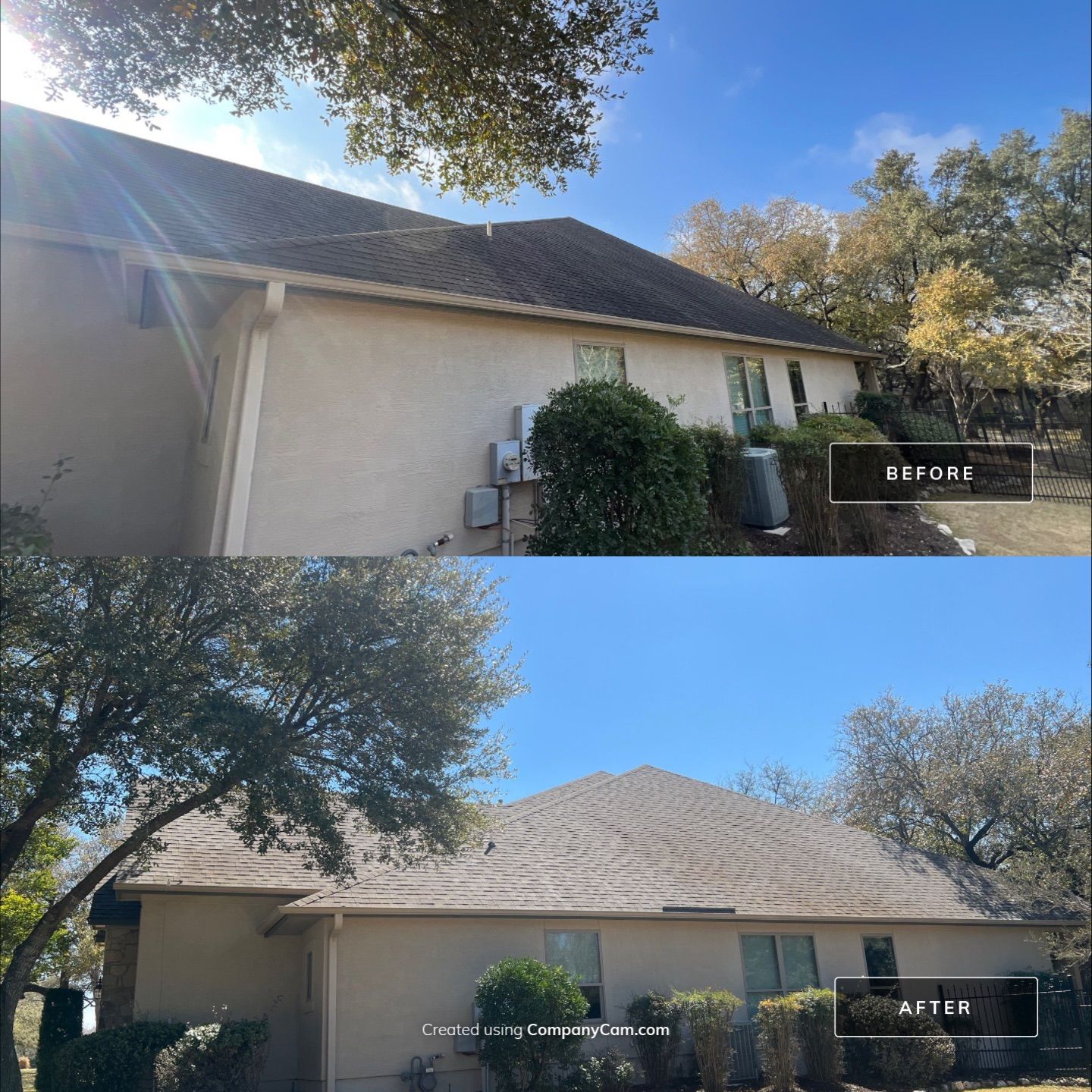 Shingle Roof Washing Project in San Antonio by Bright Choice