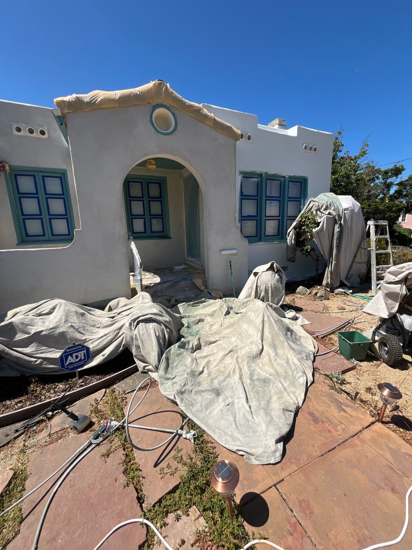 Exterior Transformation with Fresh Stucco and elastomeric system for waterproofing by Herrera’s Bay Area Painting inc.