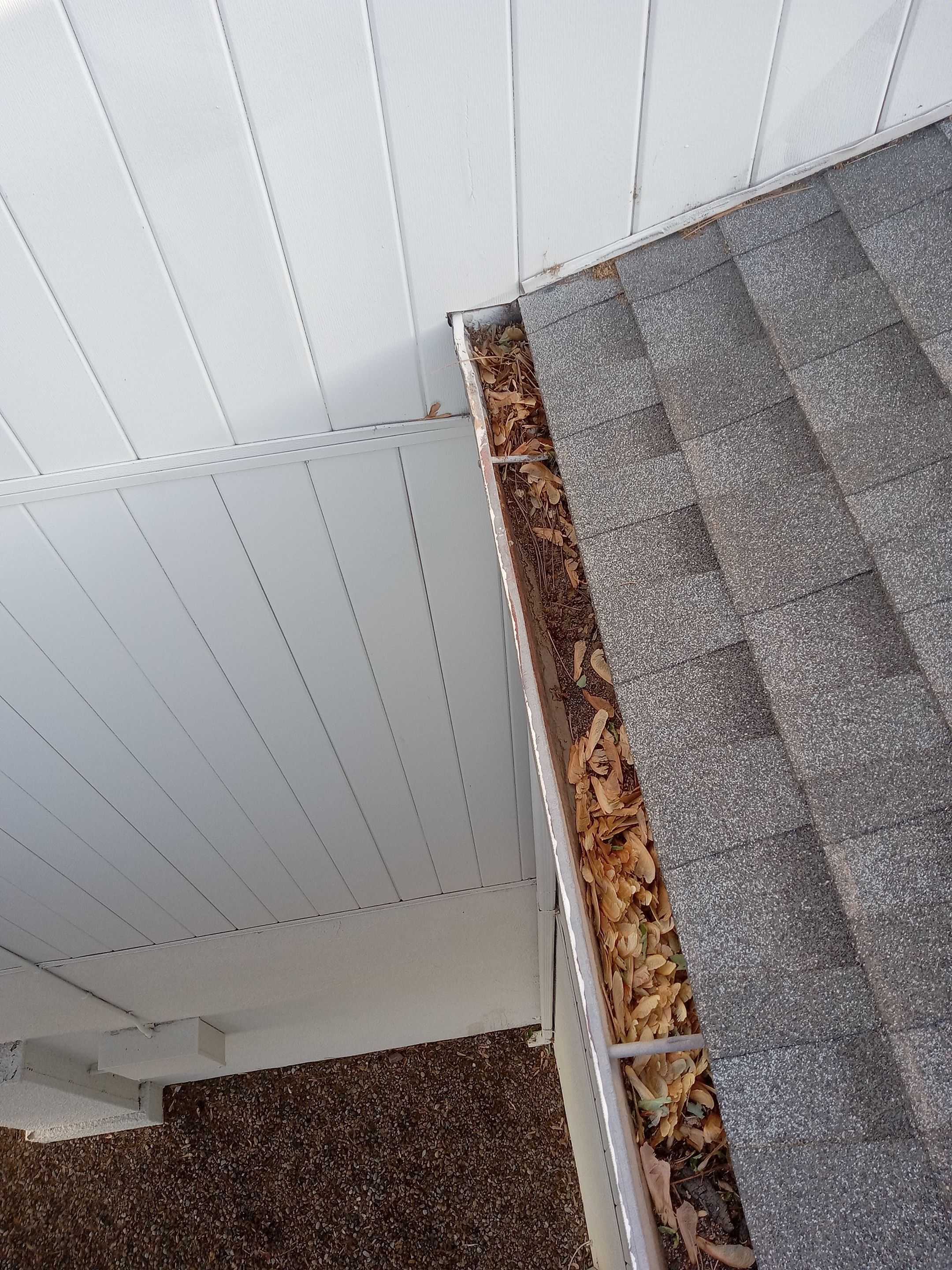 Commercial gutter cleaning Santa Fe, NM before photo with filled gutters