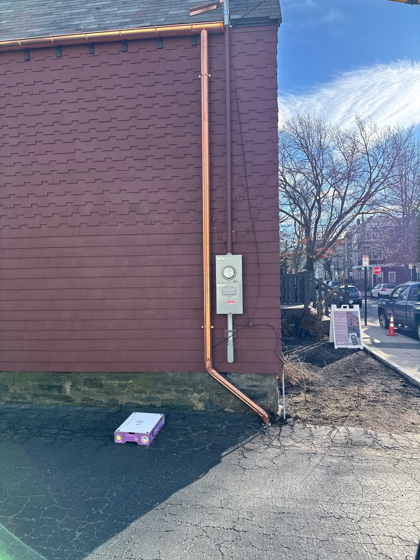 Gutter Installation using 6" Half Round Copper Gutter in Cambridge by Gutter Pro Enterprises