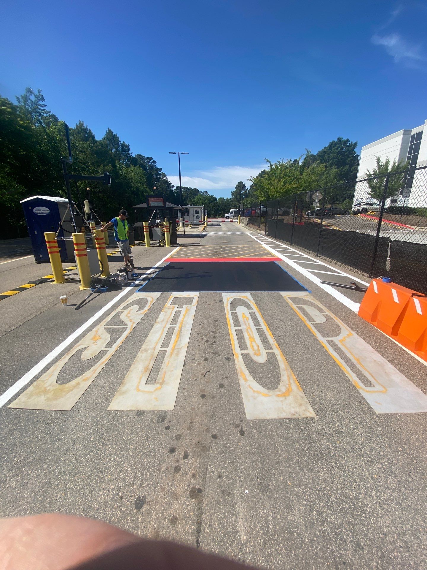 Striping Amazon Parking Lot  by Billy Weatherspoon Contractor