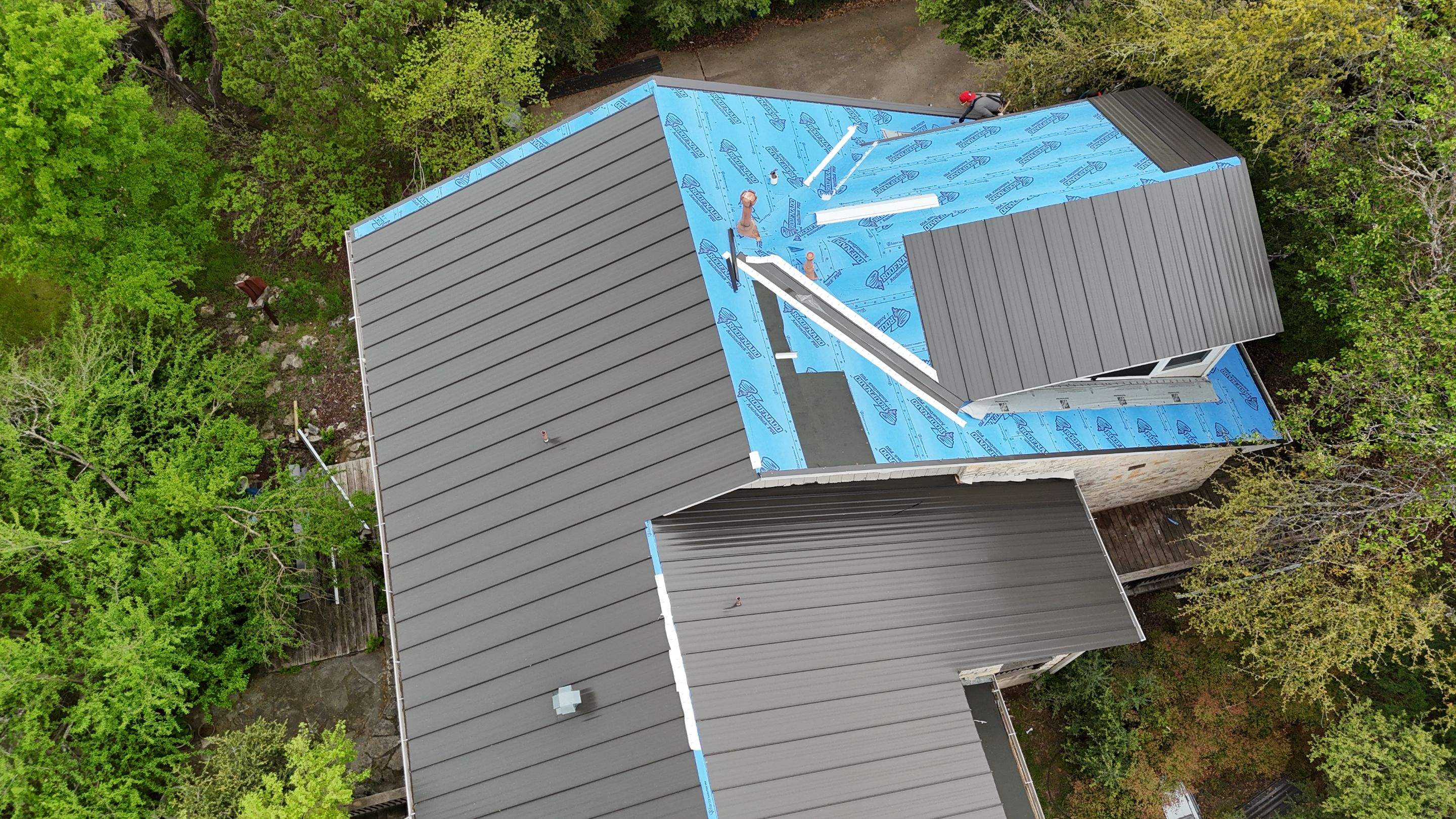 Dark Bronze - L&A Standing Seam with Striations by RoofsOnly.com