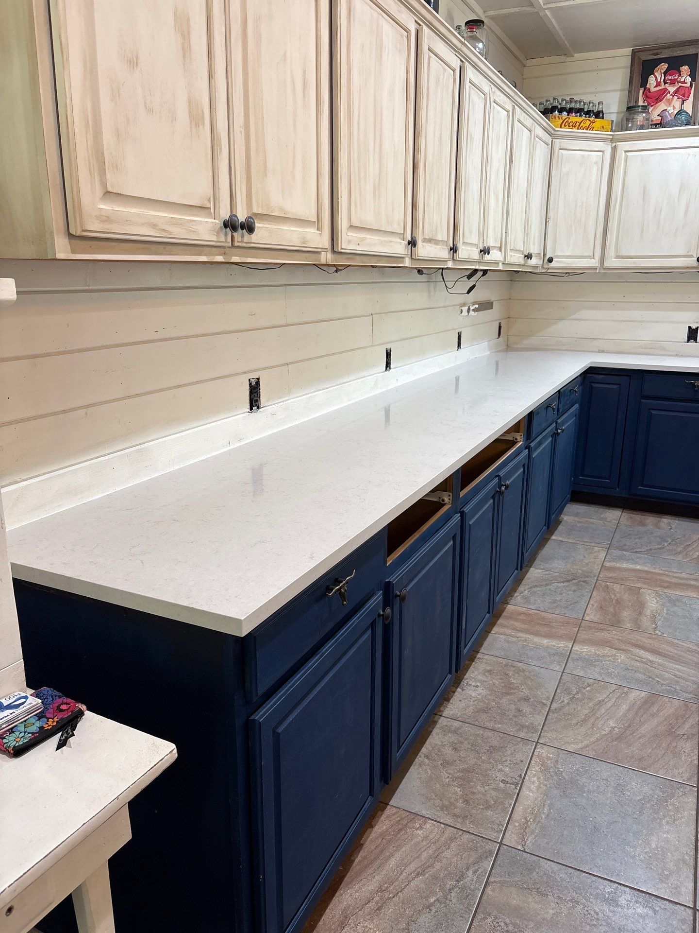Kitchen countertops using Golden Gate Quartz by Mena stone surfaces