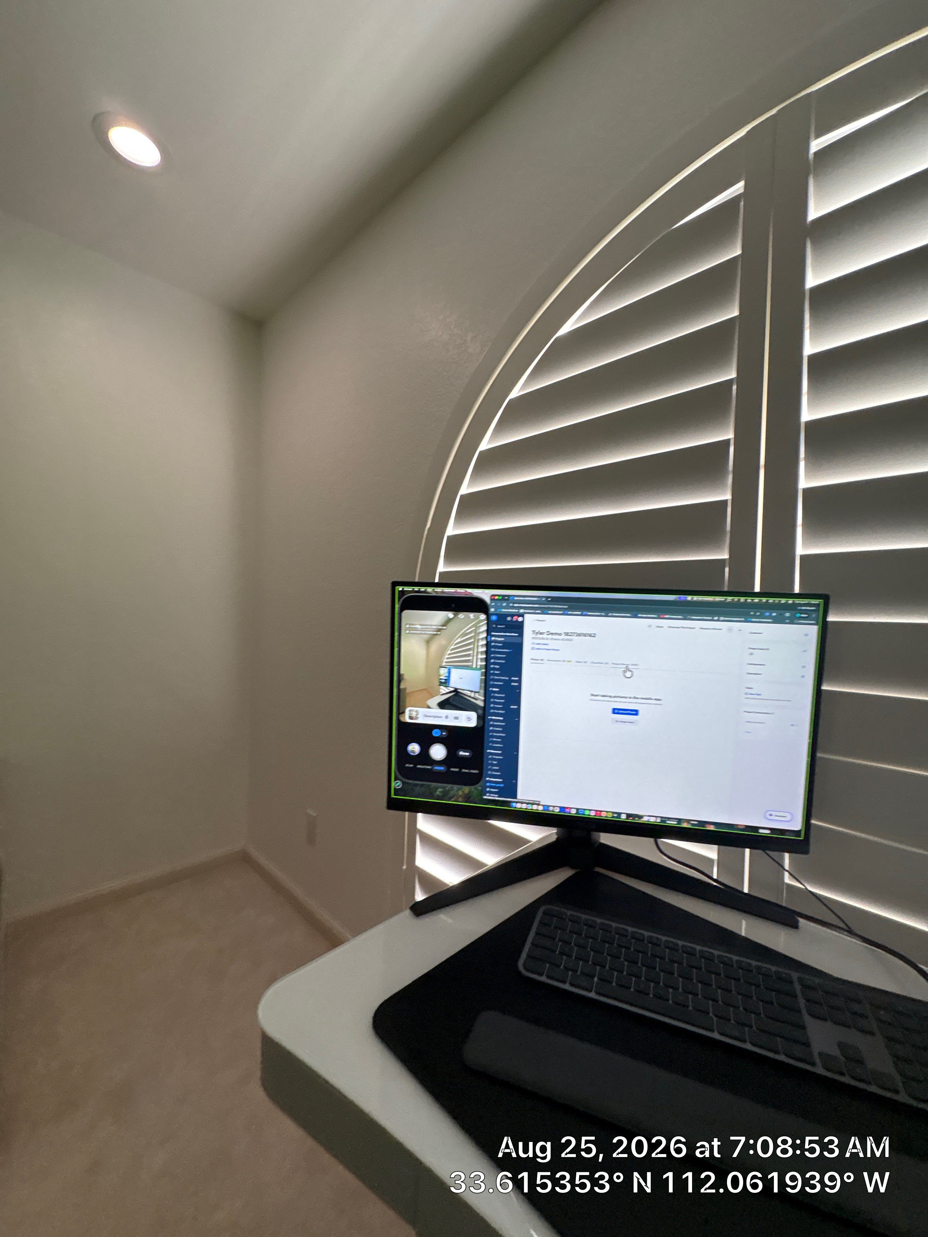Modern Office Renovation With Arched Shutters and Mirrored Closets by CompanyCam Sales Demo