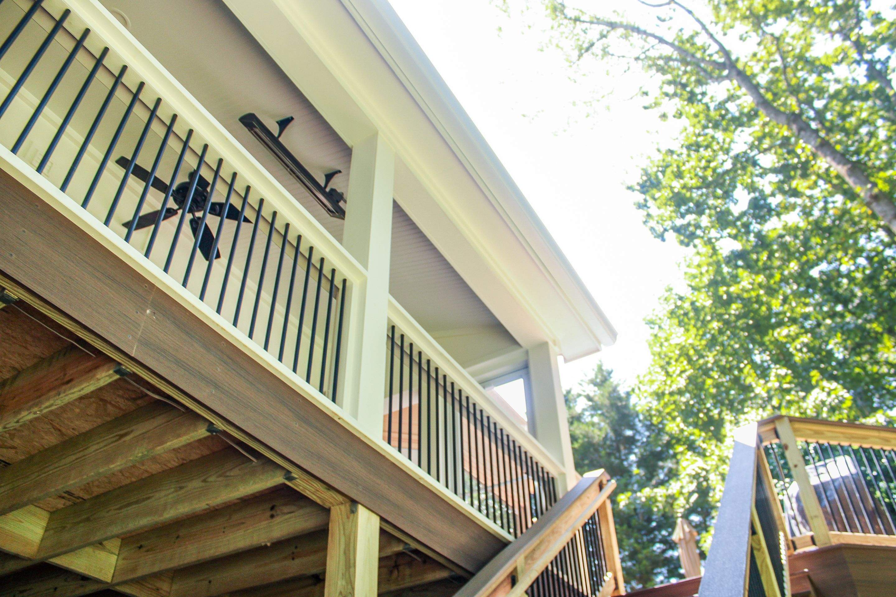Deckorators Voyage Deck and Shed Style Covered Porch Build with Drink Rail by Nelson Exteriors 