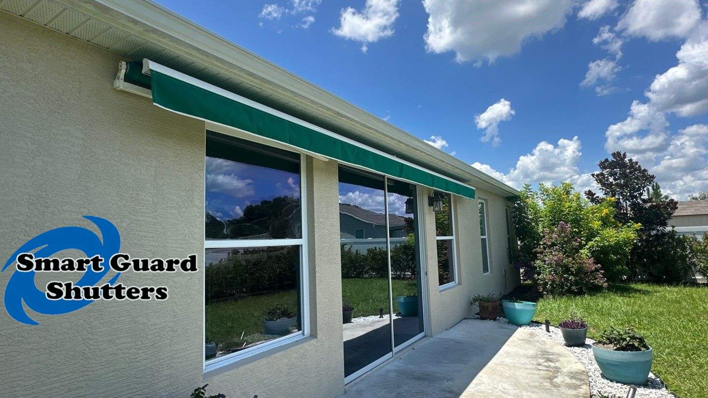 Retractable Awning in Erin Green by Smart Guard Shutters