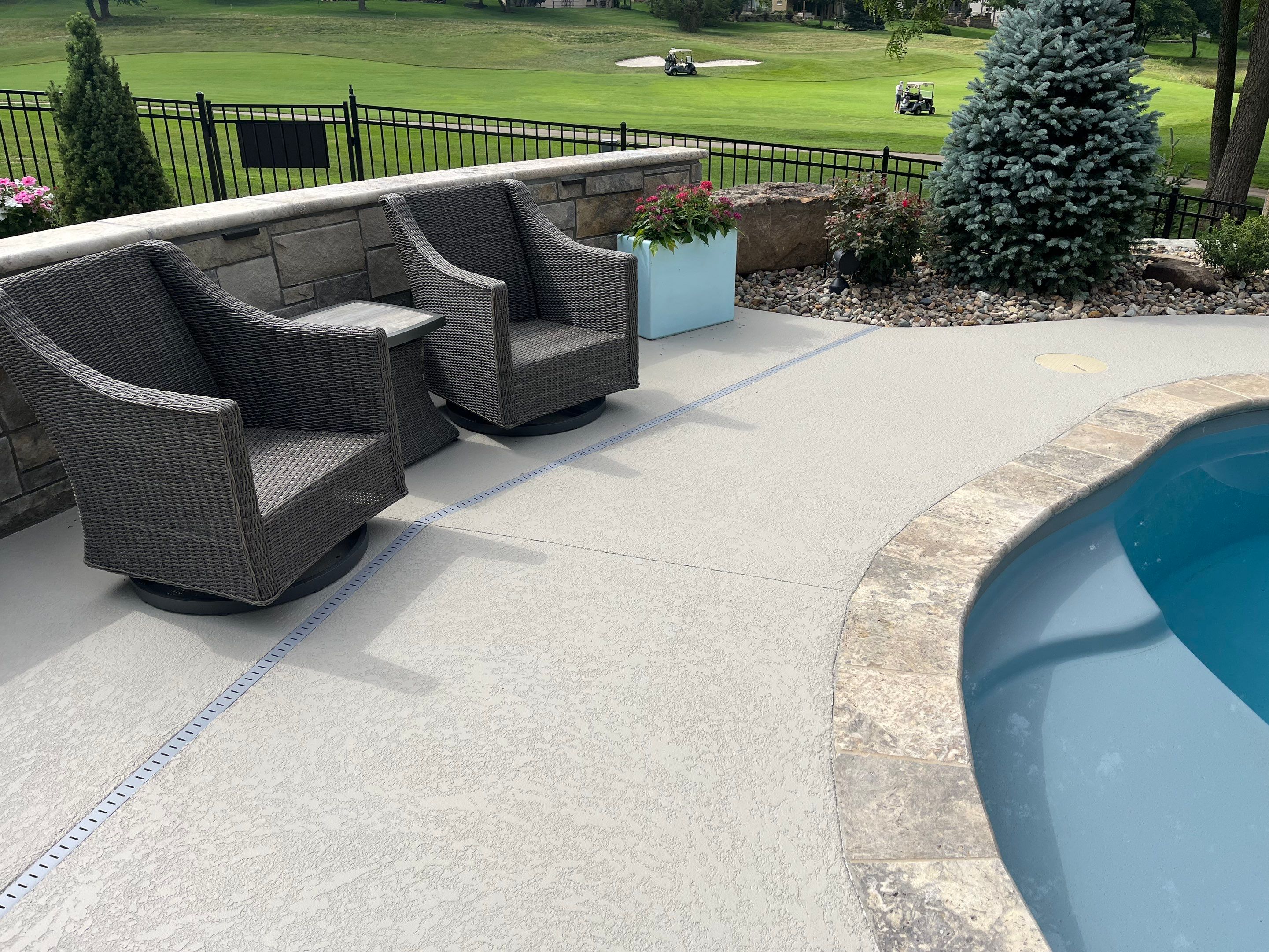 Lenexa -- Pool Deck Resurface with Pewter Grey Sealer by Big Red Decorative Concrete, LLC