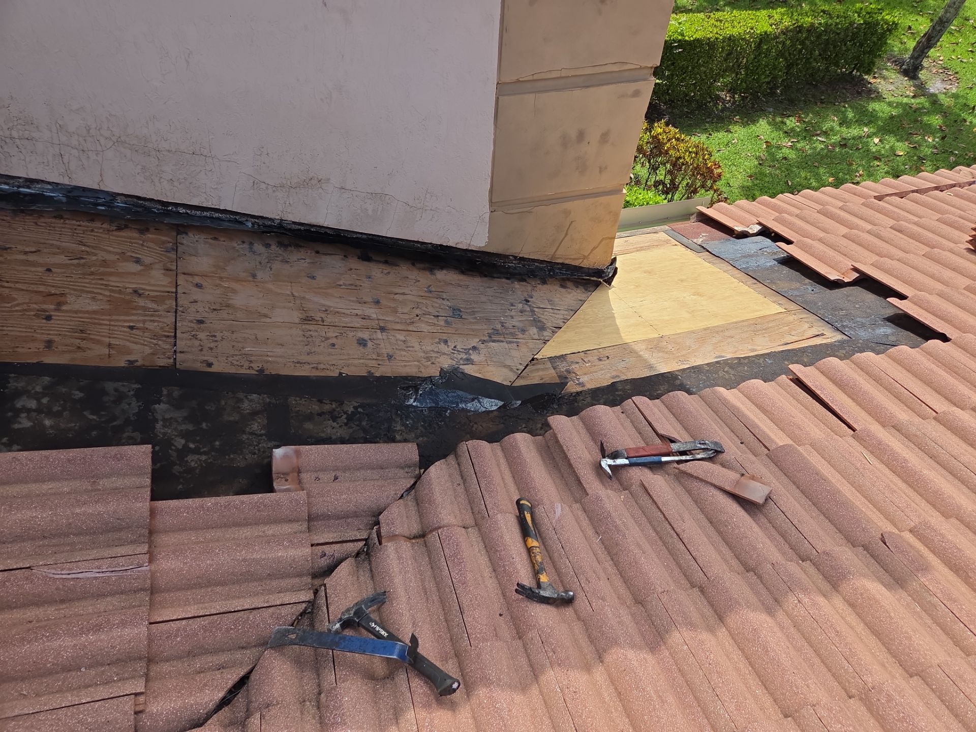 Clay Tile Roof Repair and Plywood Decking Replacement in Boynton Beach by Aastro Roofing