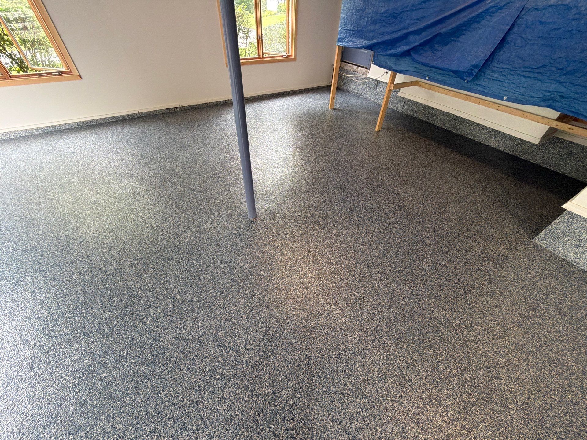 Vintage Cobalt Garage Coating by NG Masonry & Construction LLC