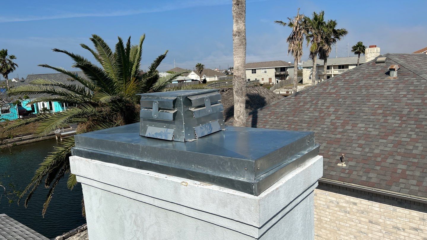 Residential Roofing Repair using Galvanized Chimney Cap & Chase by Lighthouse Roofing