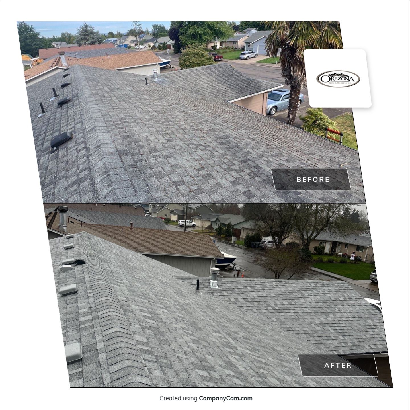 Residential Roofing Installation using IKO Dynasty (Color: Frostone Grey) by Orezona Building & Roofing Company, Inc.