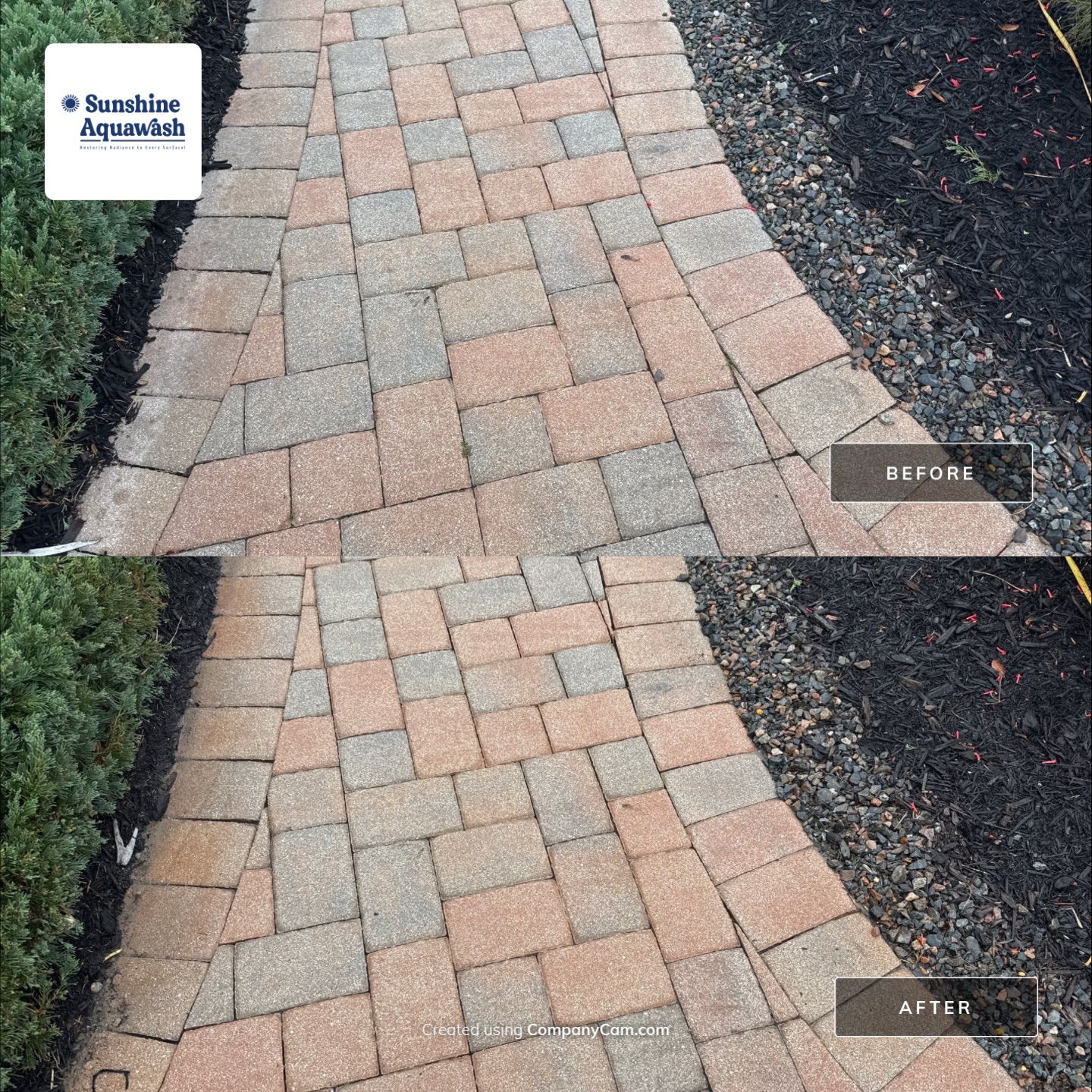 Oil & Tar Removal from Paver Driveway & Entryway by Sunshine AquaWash