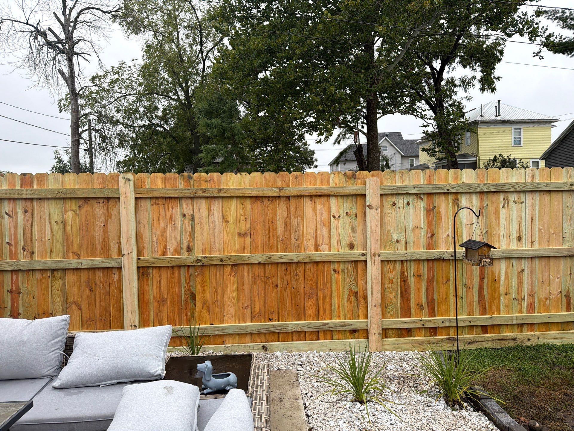 Custom Wood Privacy Fence and Black Chain Link Gate in Independence by Perfect Picket Fence and Stain