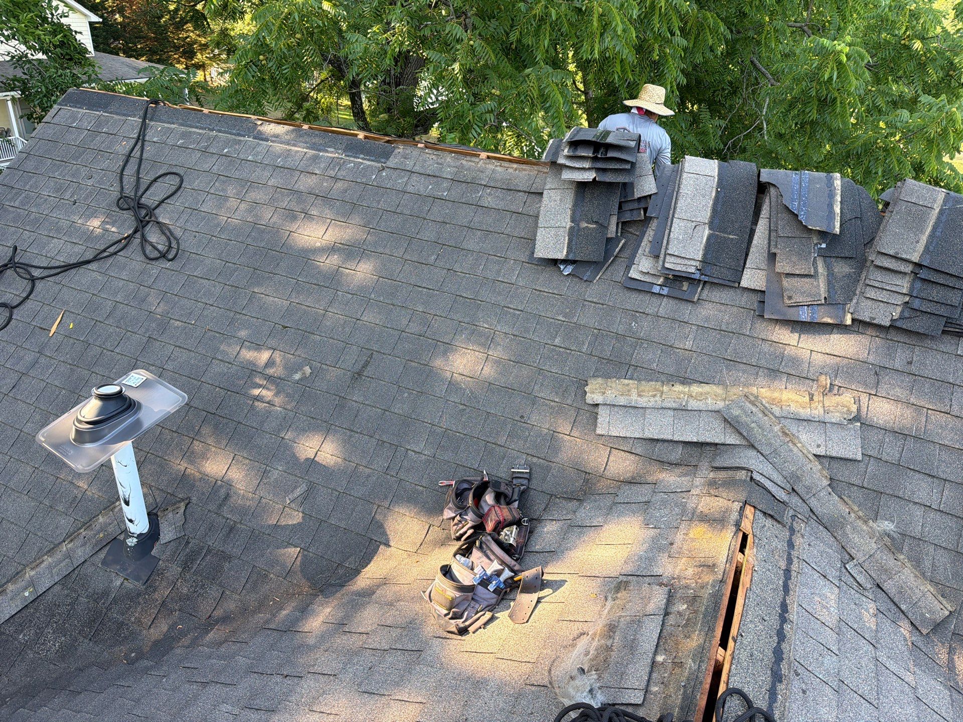 Complete Asphalt Shingle Roof Replacement and Sheathing Repair in Deltaville by Cade Construction