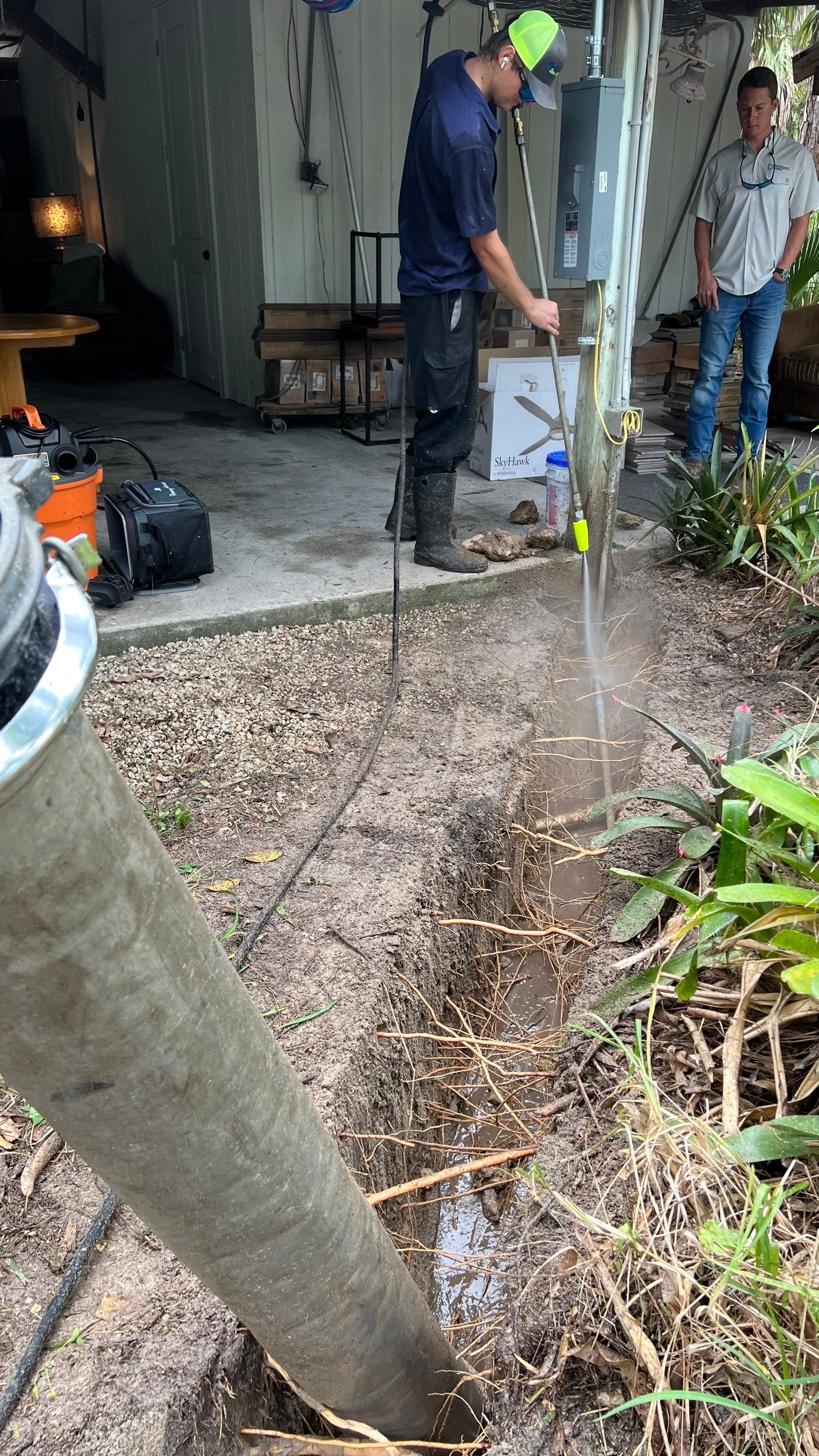 Hydro Excavating a Trench for Utility Lines by APS Power & Water