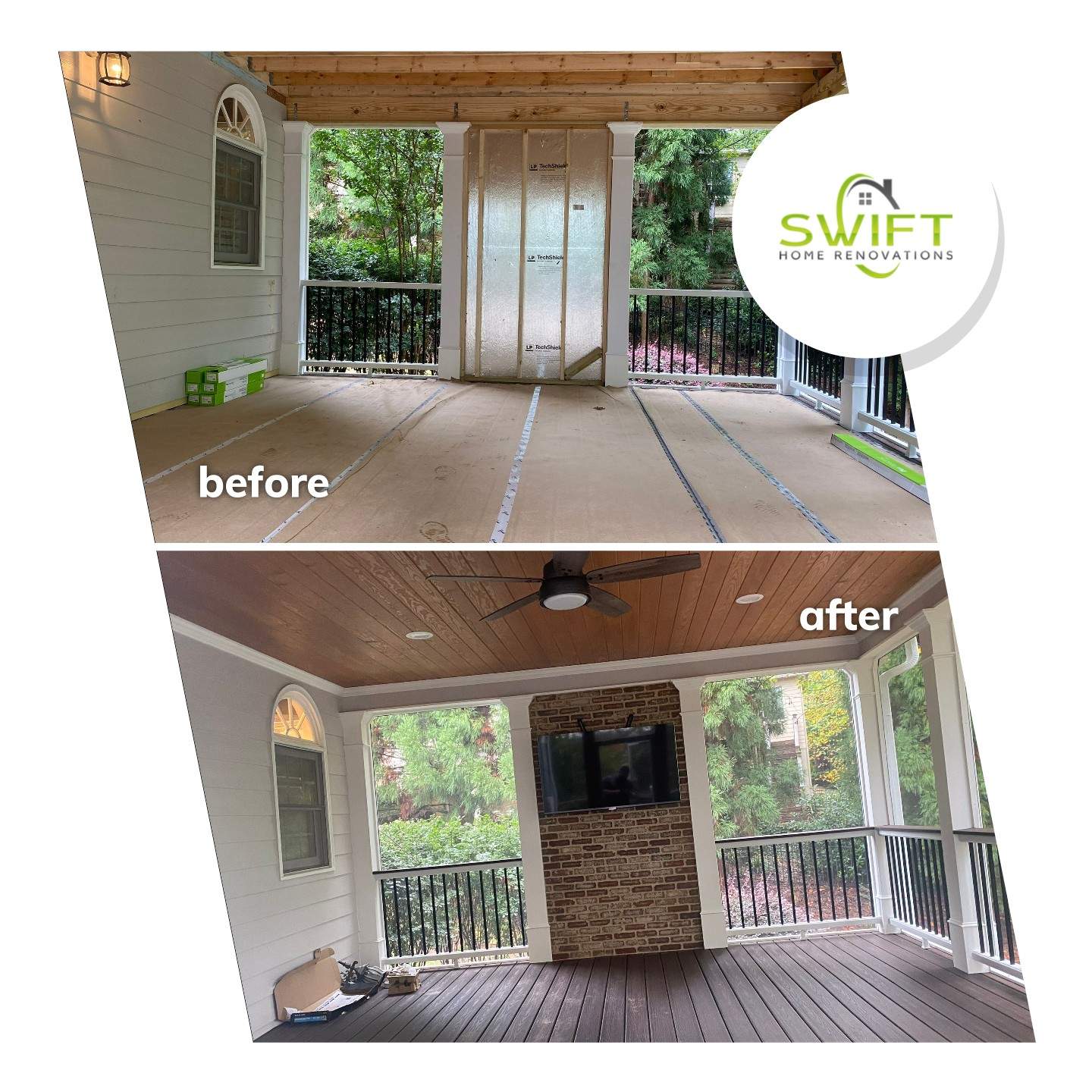 Elevated Screened-in Porch and Composite Deck Construction in Mableton by Swift Home Renovations