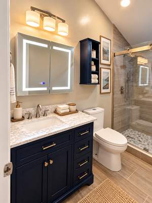 Modern Tub to Shower Conversion with Wood-Look Tile in Monkton