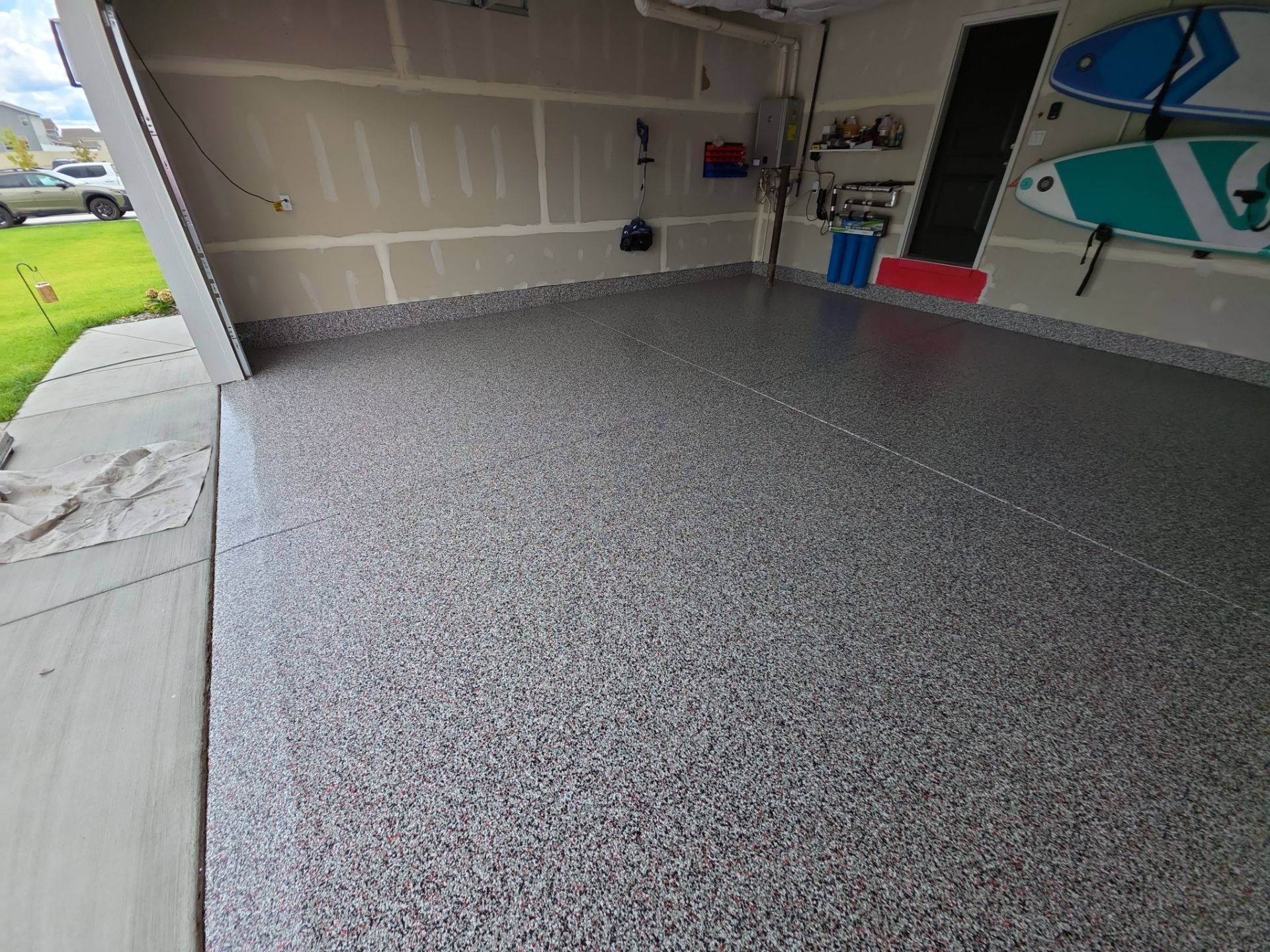 Garage Transformation using Domino w/ 5% Cherry Bomb Red  by Croc Coatings, LLC