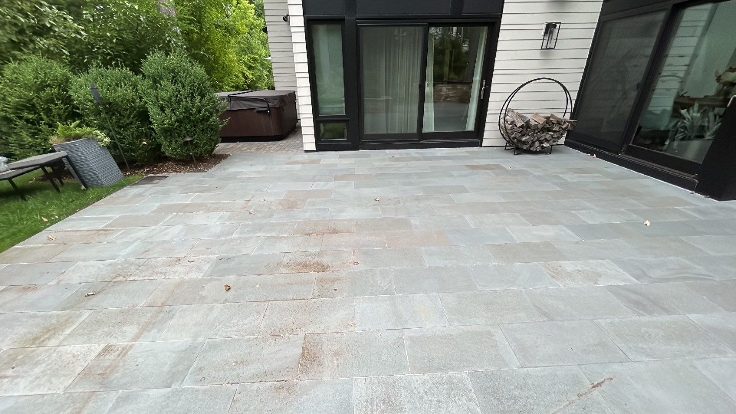 bluestone using Algaecide, soft wash soap by Northern Power Washing LLC.