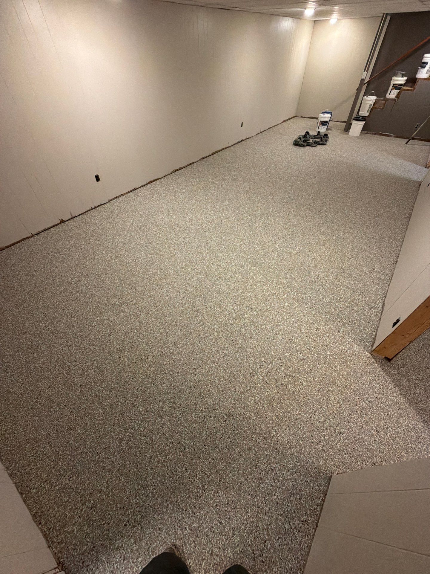Custom Epoxy Flake Floor Installation for Spring Lake Residence by Gordon Painting