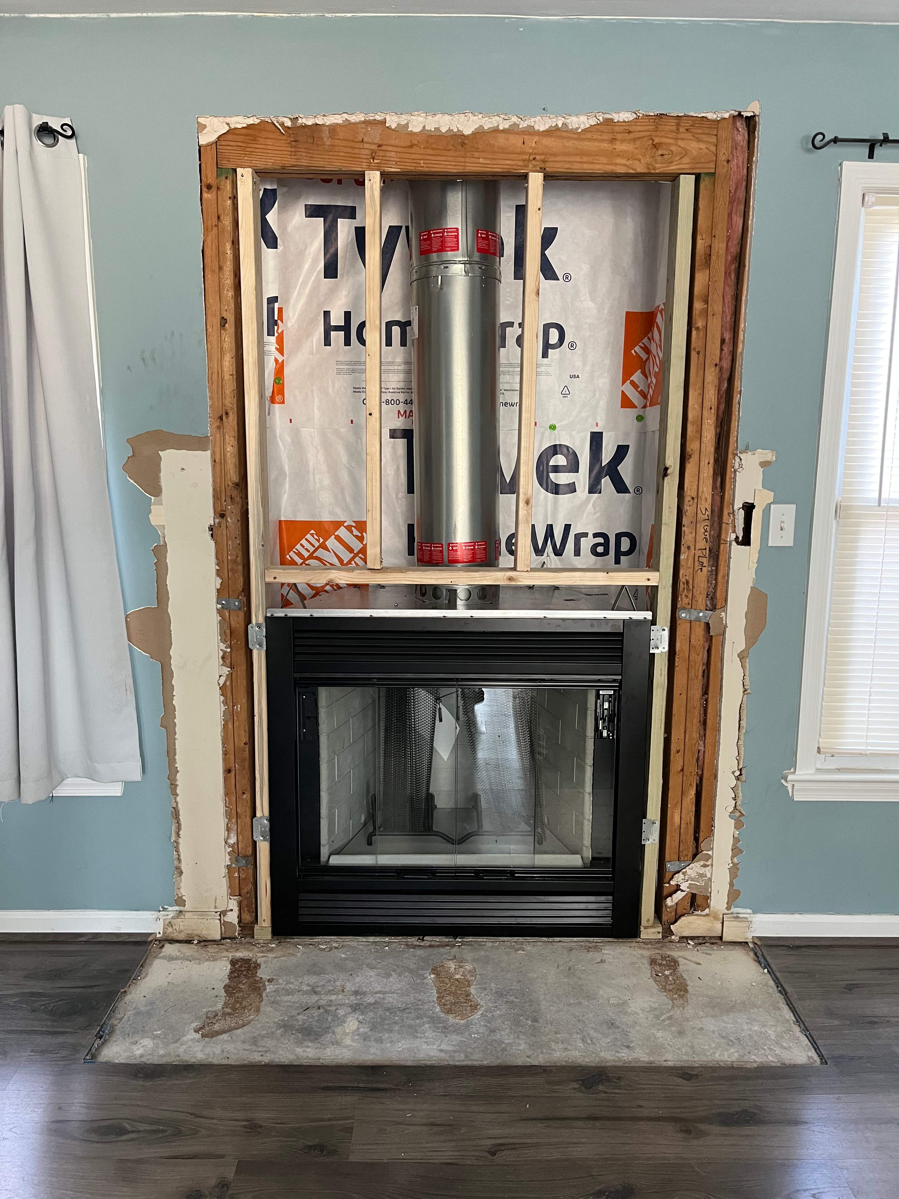 New Fireplace, Tile, Mantel and Glass Doors in Virginia Beach by Premier Chimney and Roofing