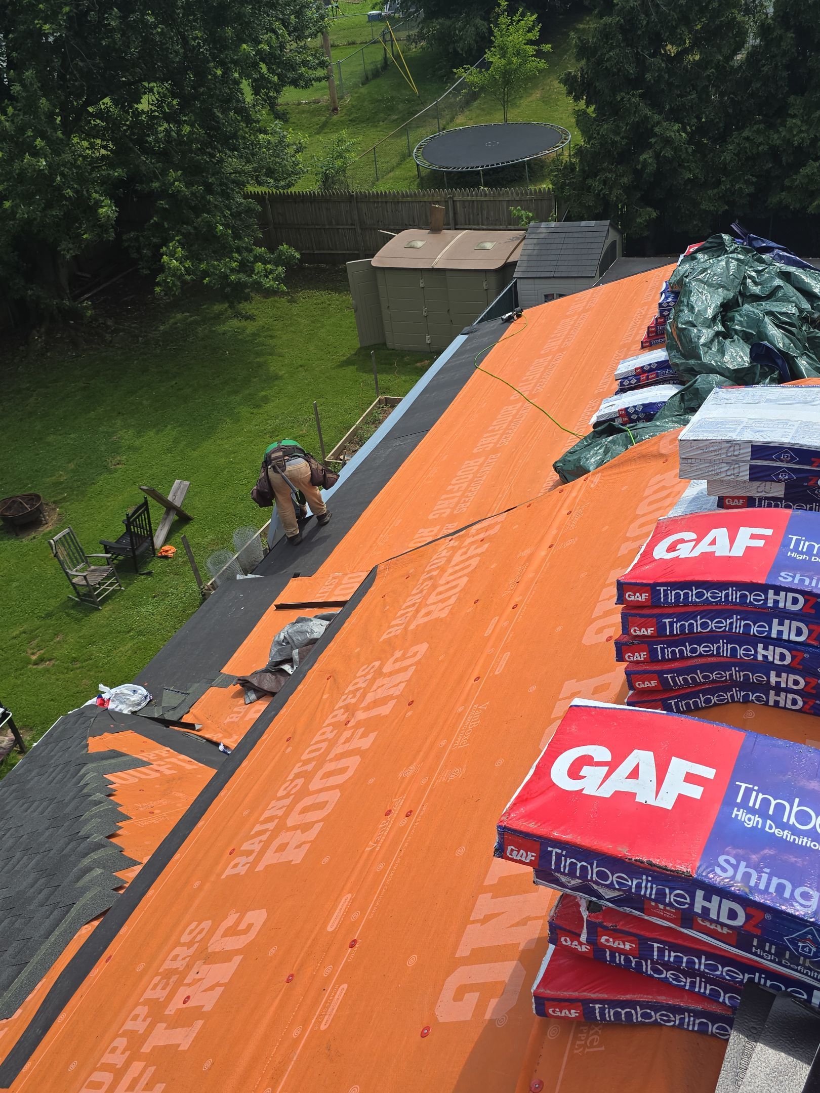 Residential Roofing Installation using GAF Timberline HDZ Charcoal by Rainstoppers Roofing