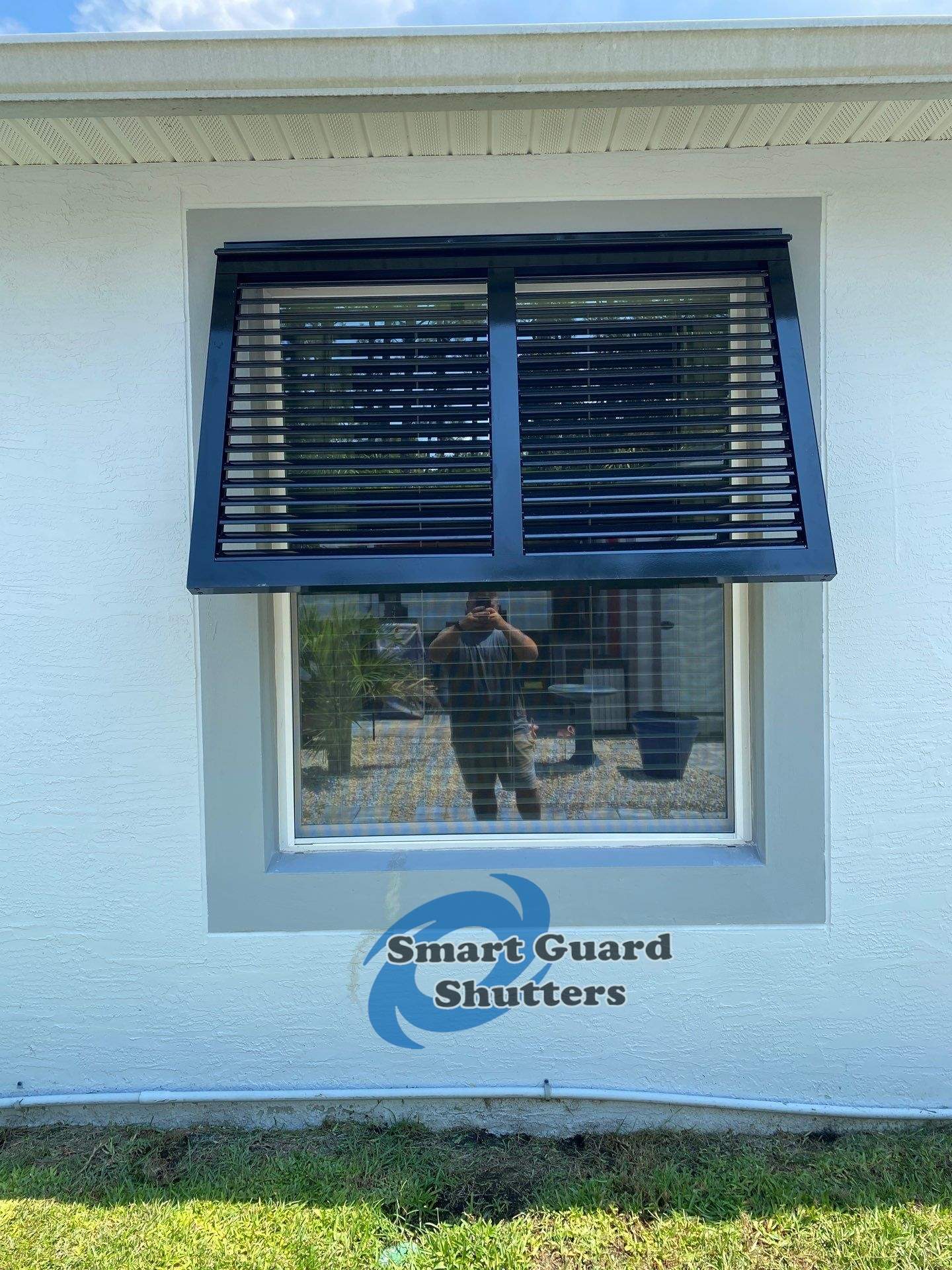 Decorative Half-Length Bahamas in Jet Black by Smart Guard Shutters