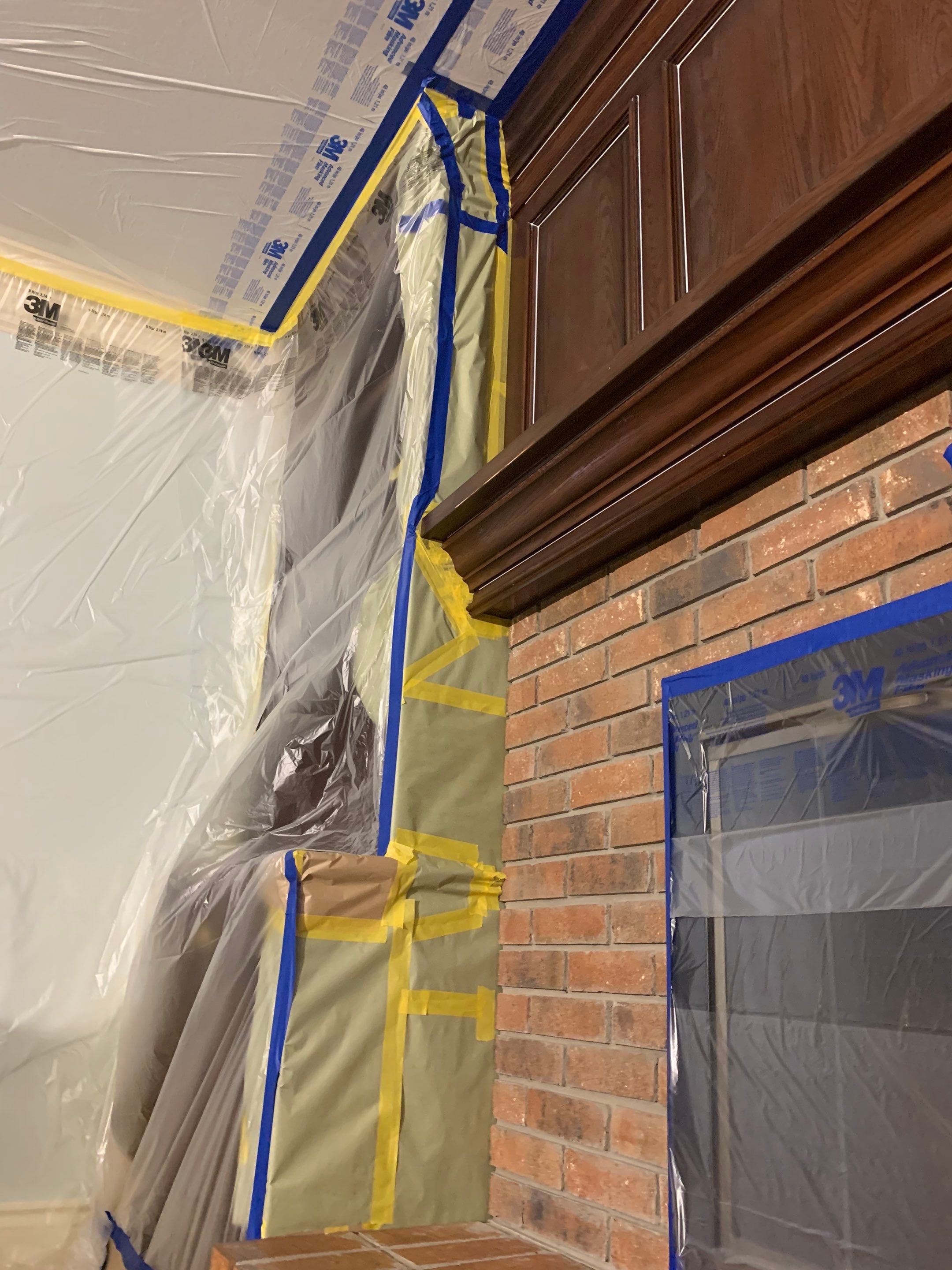 Fireplace/Mantle and Painting Stenciled Walls by Empire Painting Services, LLC