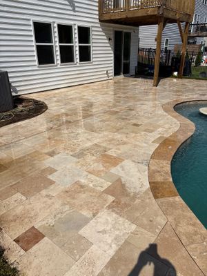 Wood Deck and Pool Pavers using Wood and Concrete Sealant 
