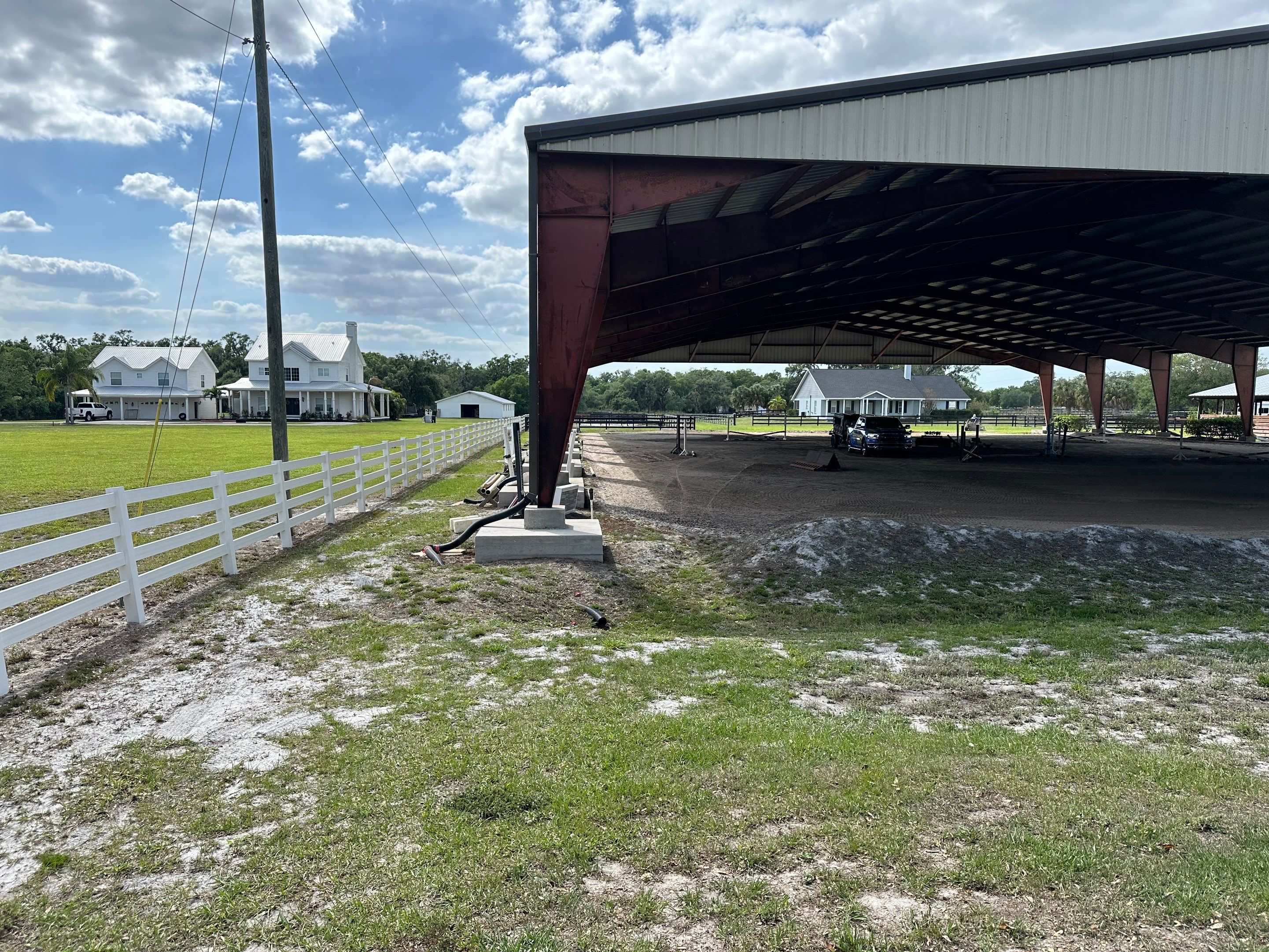 Vinyl Horse Fence & Concrete Pier Cleaning at Lesley Cox Equestrian, Parrish, FL | Sunshine AquaWash by Sunshine AquaWash