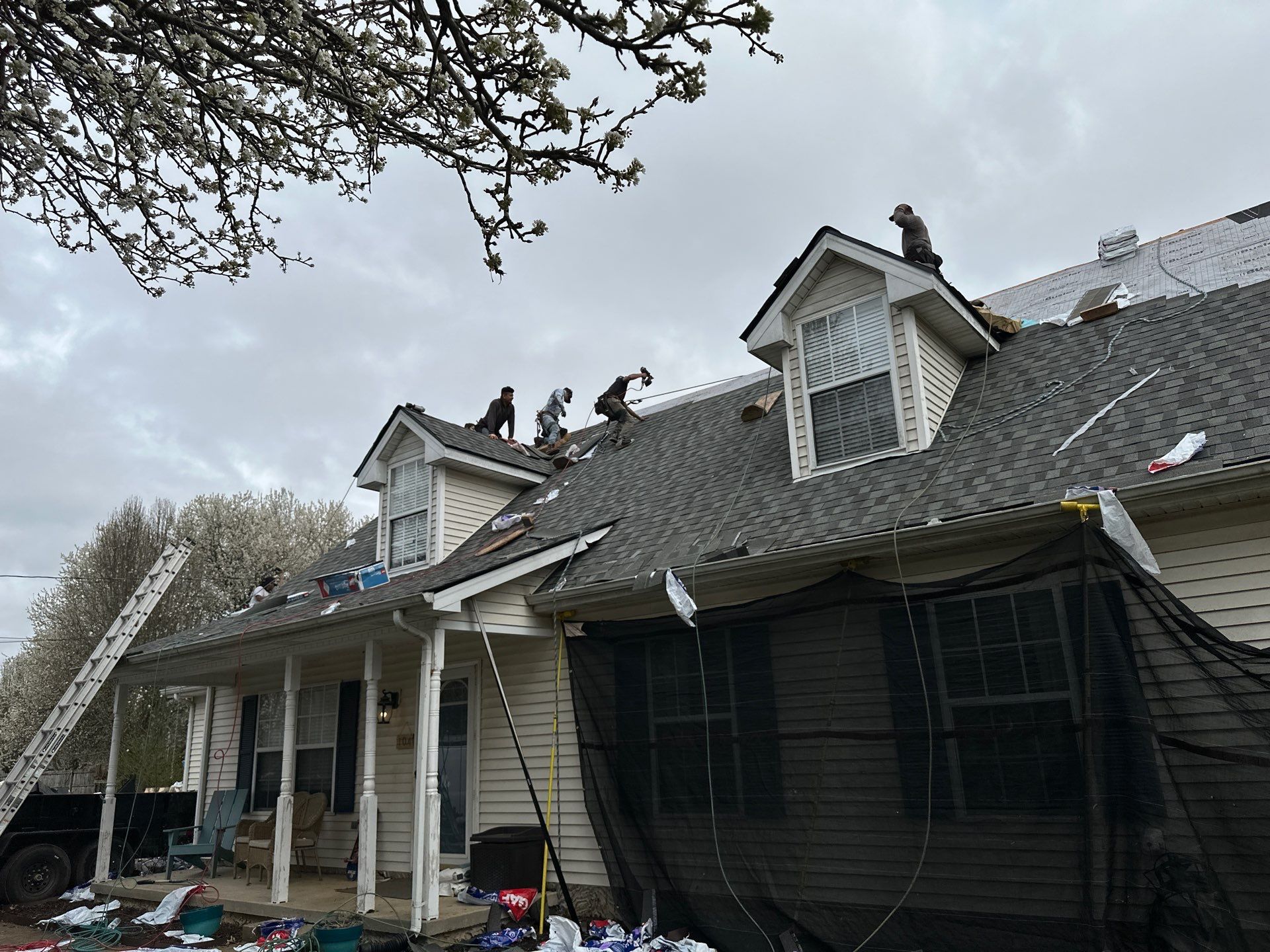Residential Roofing Installation using GAF Timberline HDZ Harvest Blend in Nantucket Morning by Undersun Roofing 